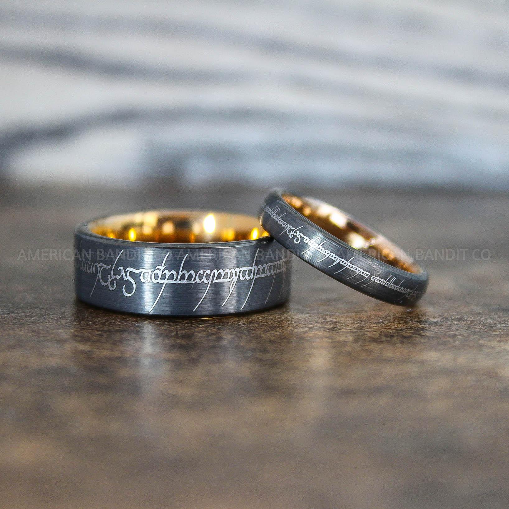 IMG_8918 Elvish Rings, Elvish Wedding Rings, Elvish Wedding Bands, Elvish Jewelry, Gunmetal Wedding Rings - Image 1