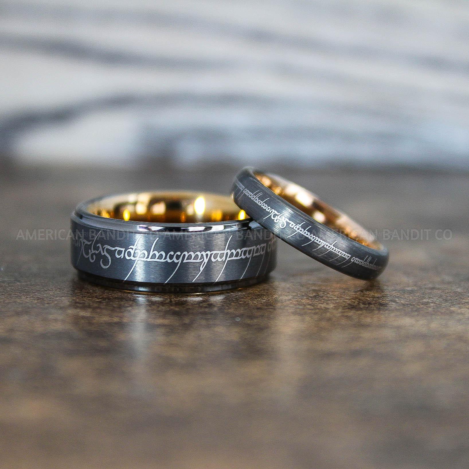 IMG_8920 Elvish Rings, Elvish Wedding Rings, Elvish Wedding Bands, Elvish Jewelry, Gunmetal Wedding Rings - Image 1