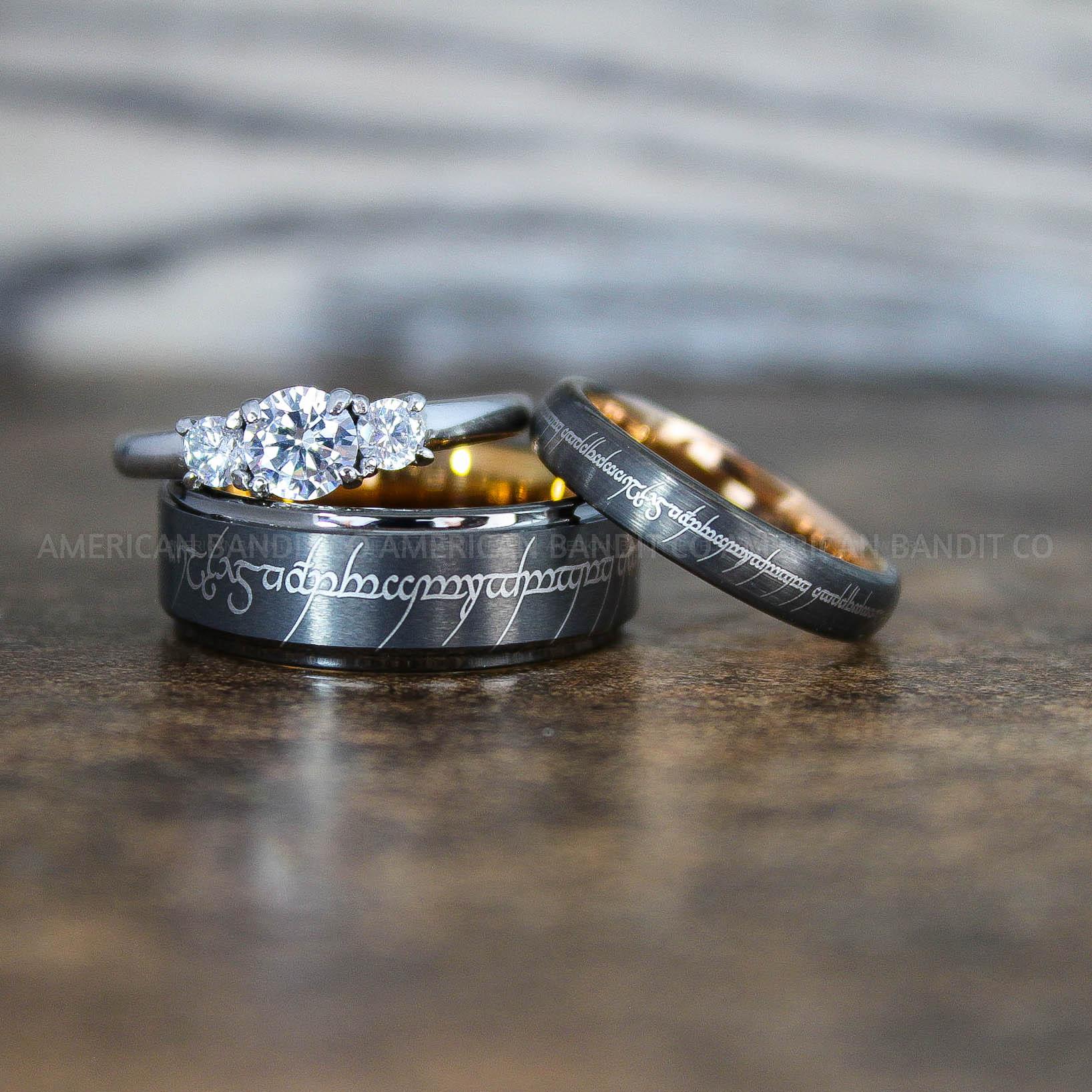 IMG_8921 Elvish Rings, Elvish Wedding Rings, Elvish Wedding Bands, Elvish Jewelry, Gunmetal Wedding Rings - Image 1