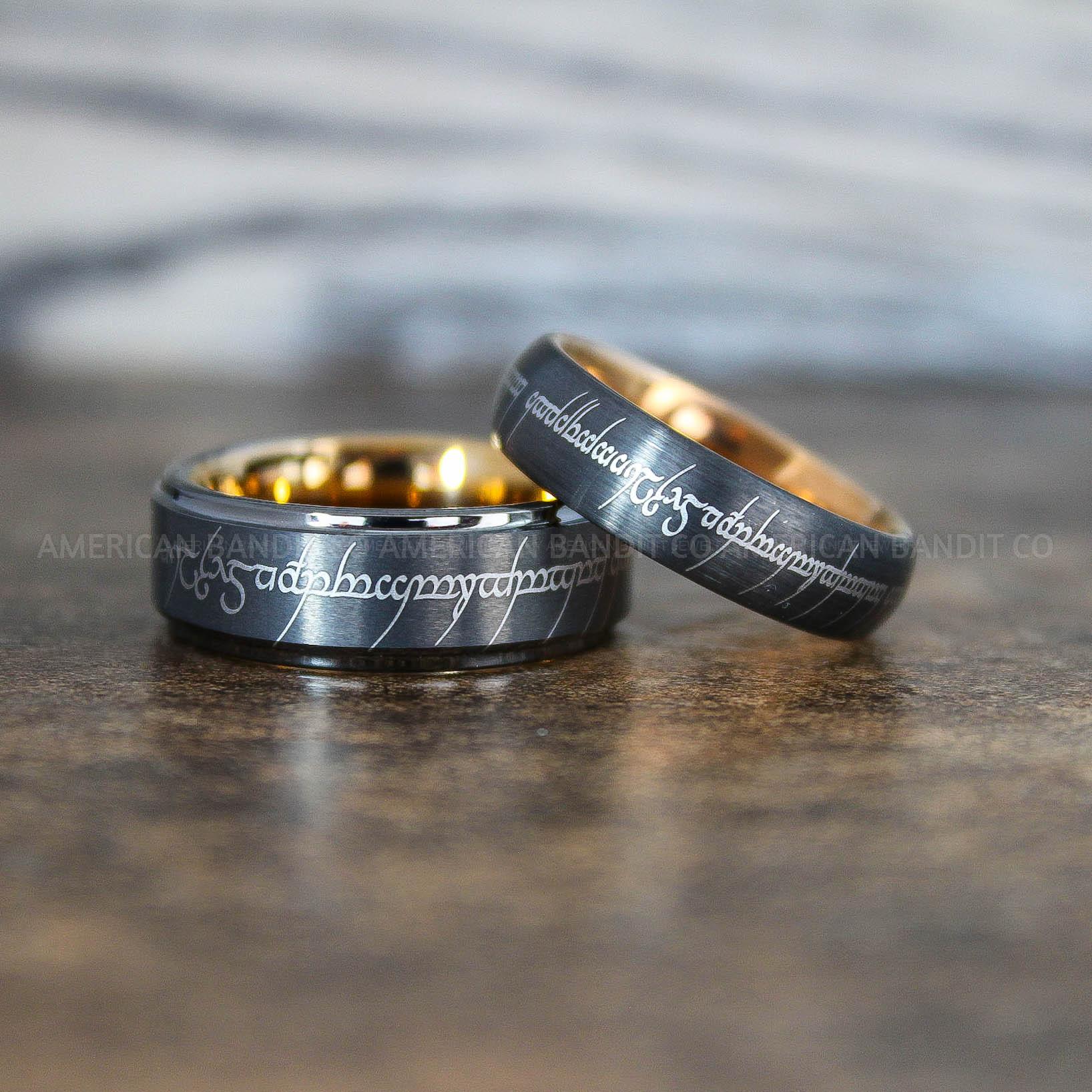 IMG_8922 Elvish Rings, Elvish Wedding Rings, Elvish Wedding Bands, Elvish Jewelry, Gunmetal Wedding Rings - Image 1