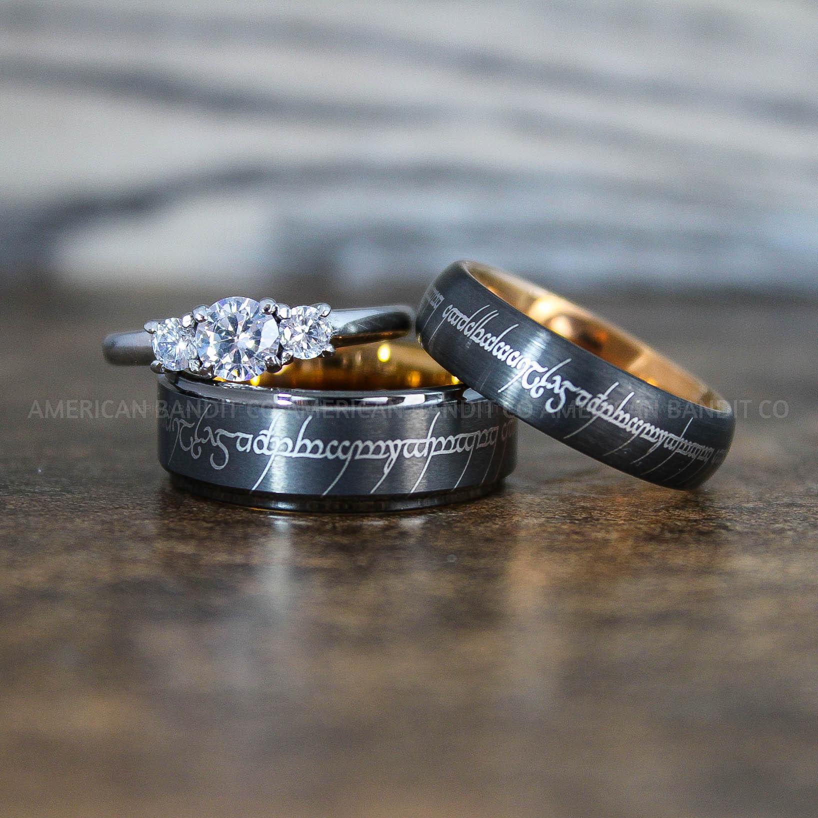IMG_8923 Elvish Rings, Elvish Wedding Rings, Elvish Wedding Bands, Elvish Jewelry, Gunmetal Wedding Rings - Image 1