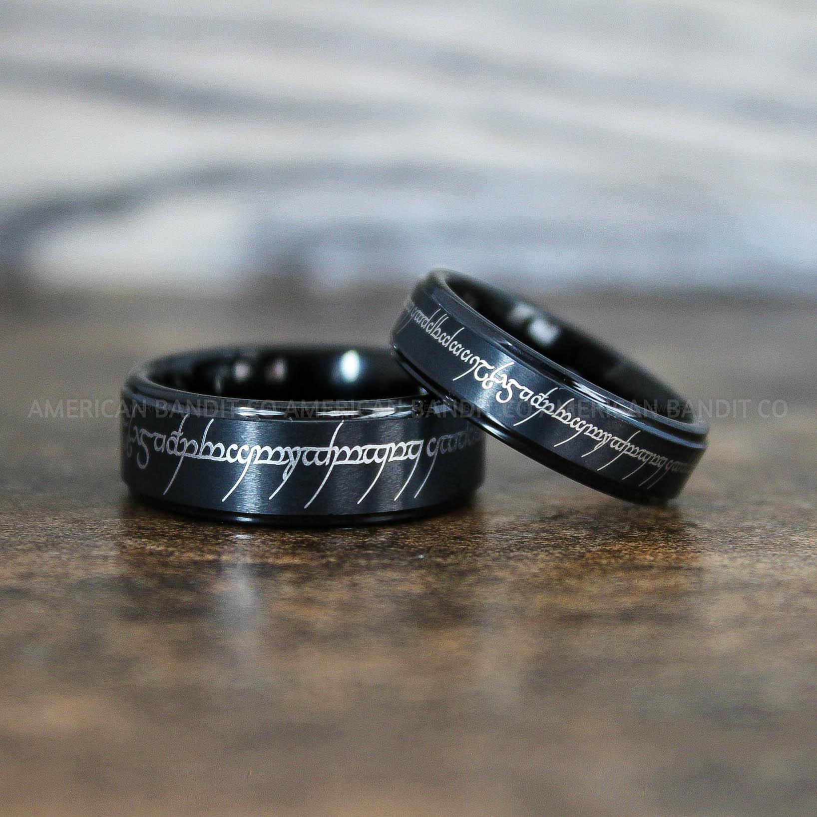 IMG_8925 Elvish Rings, Elvish Wedding Rings, Elvish Wedding Bands, Elvish Jewelry, Black Wedding Rings - Image 1