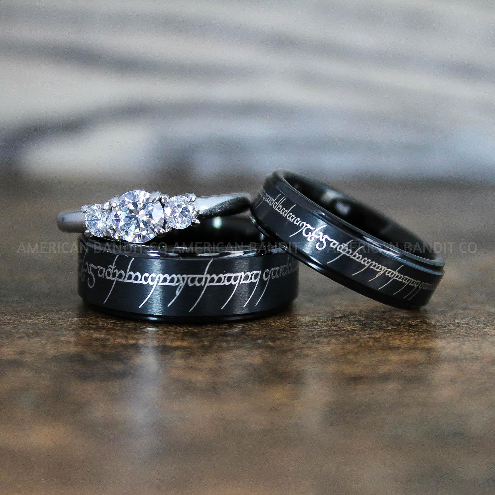 IMG_8926 Elvish Rings, Elvish Wedding Rings, Elvish Wedding Bands, Elvish Jewelry, Black Wedding Rings - Image 1