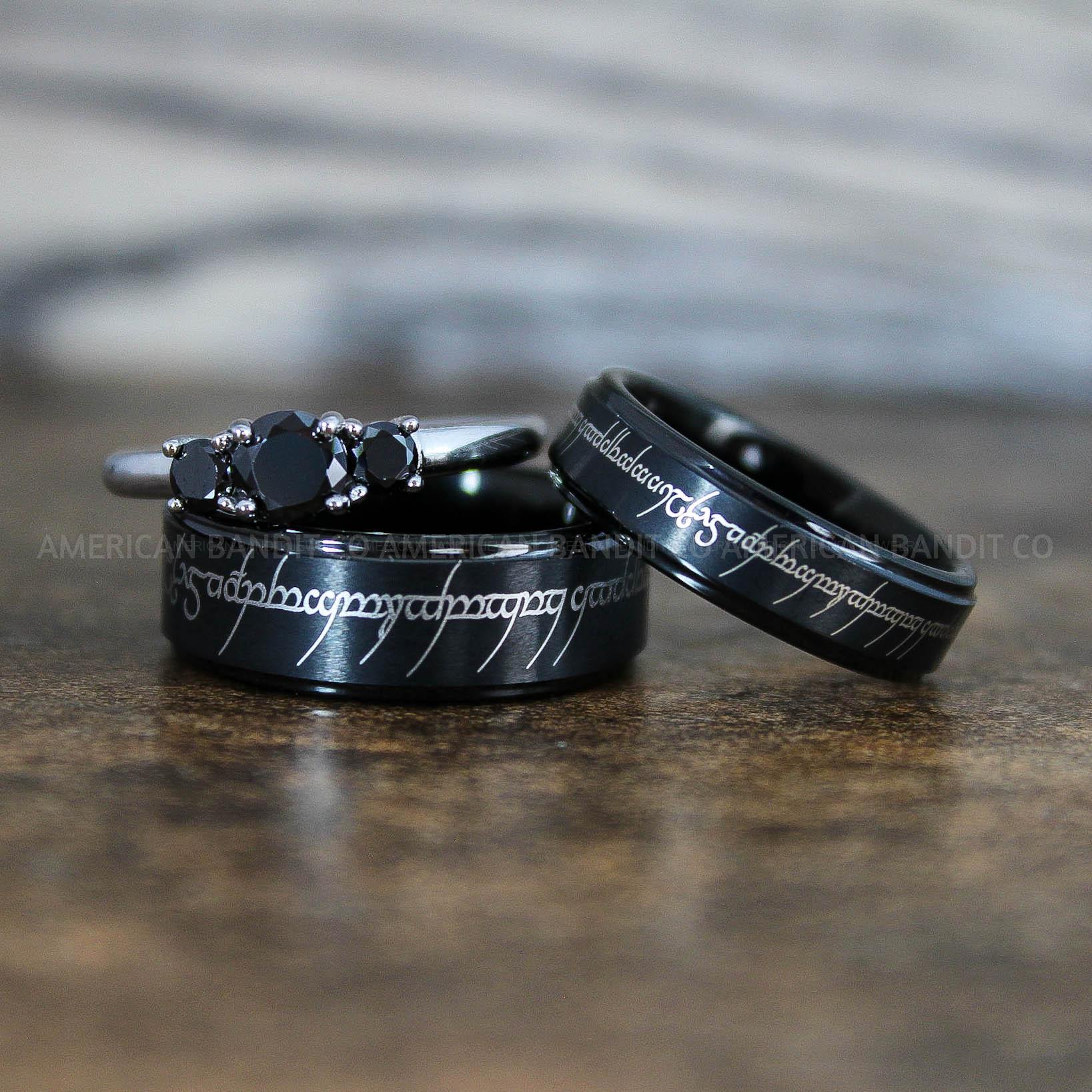 IMG_8927 Elvish Rings, Elvish Wedding Rings, Elvish Wedding Bands, Elvish Jewelry, Black Wedding Rings - Image 1