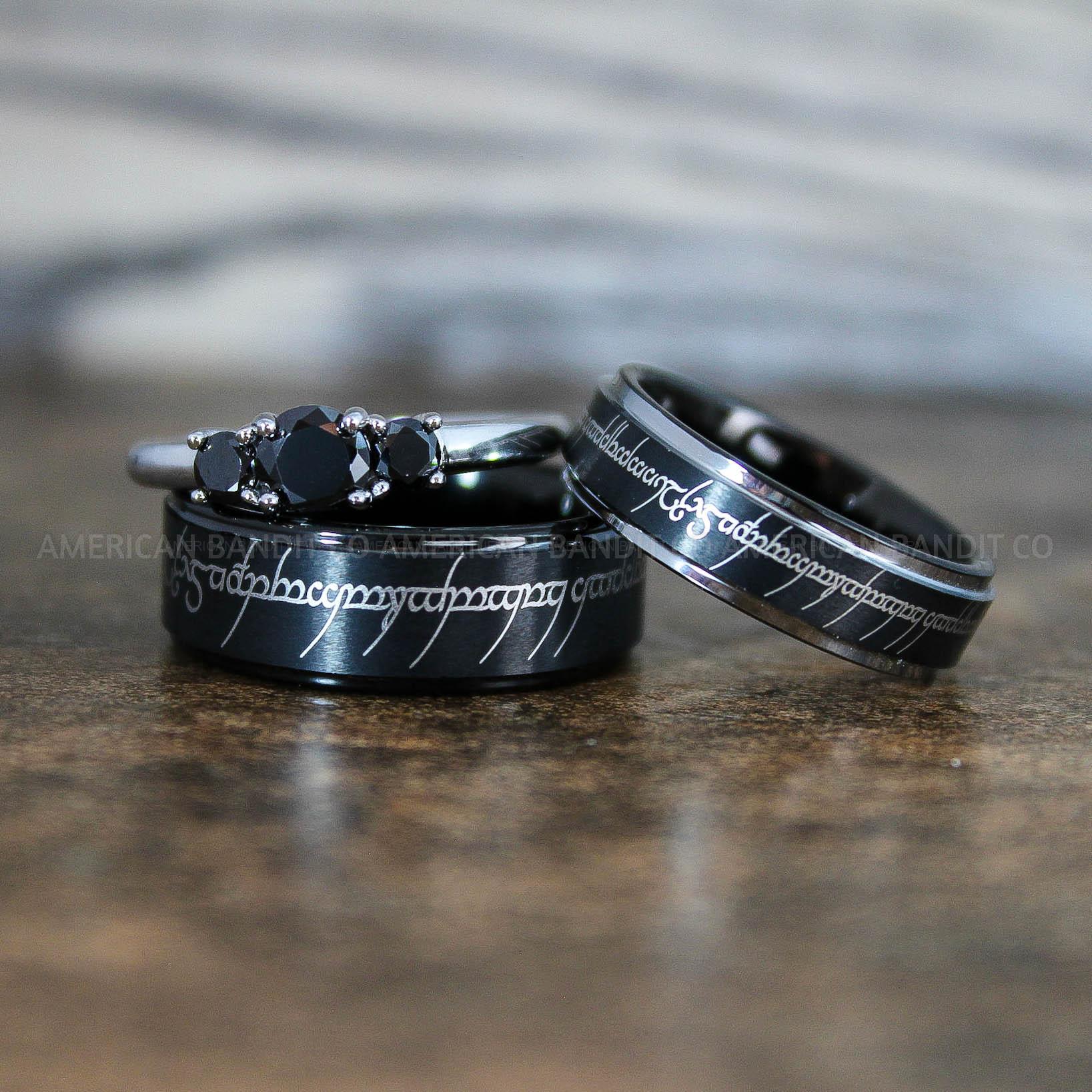 IMG_8929 Elvish Rings, Elvish Wedding Rings, Elvish Wedding Bands, Elvish Jewelry, Black Wedding Rings - Image 1