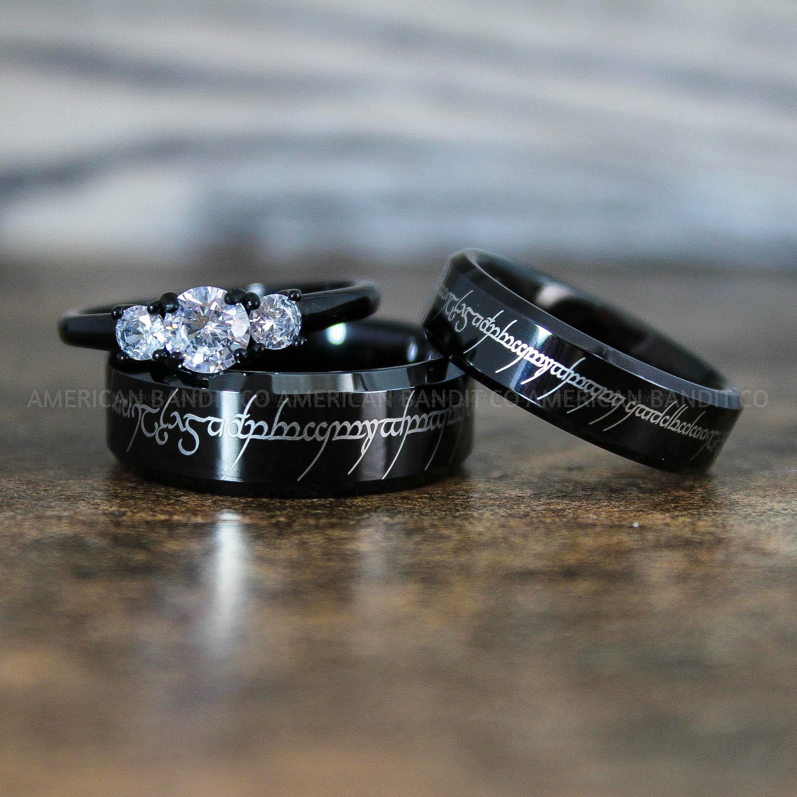 IMG_8936 Elvish Rings, Elvish Wedding Rings, Elvish Wedding Bands, Elvish Jewelry, Black Wedding Rings - Image 1