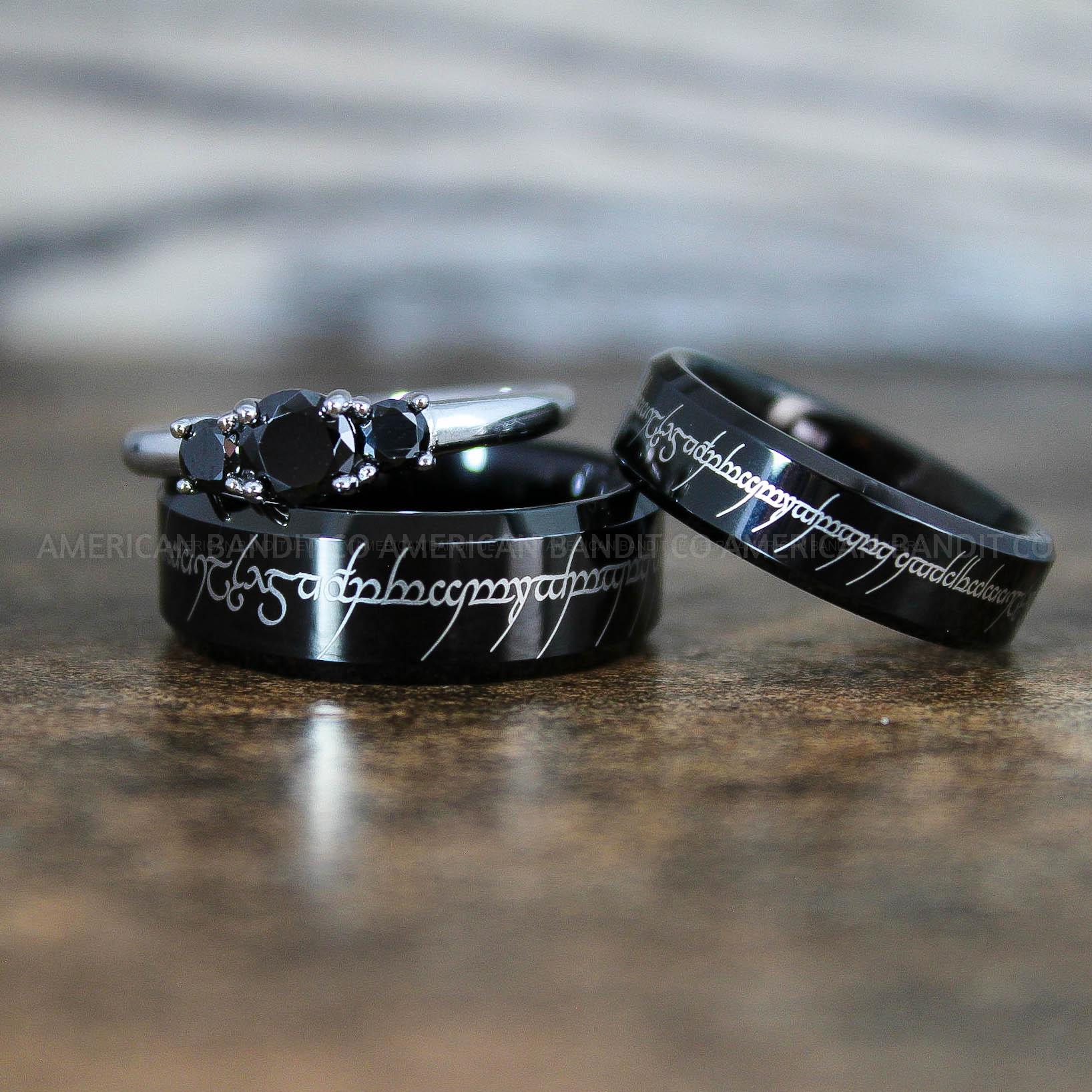 IMG_8938 Elvish Rings, Elvish Wedding Rings, Elvish Wedding Bands, Elvish Jewelry, Black Wedding Rings - Image 1