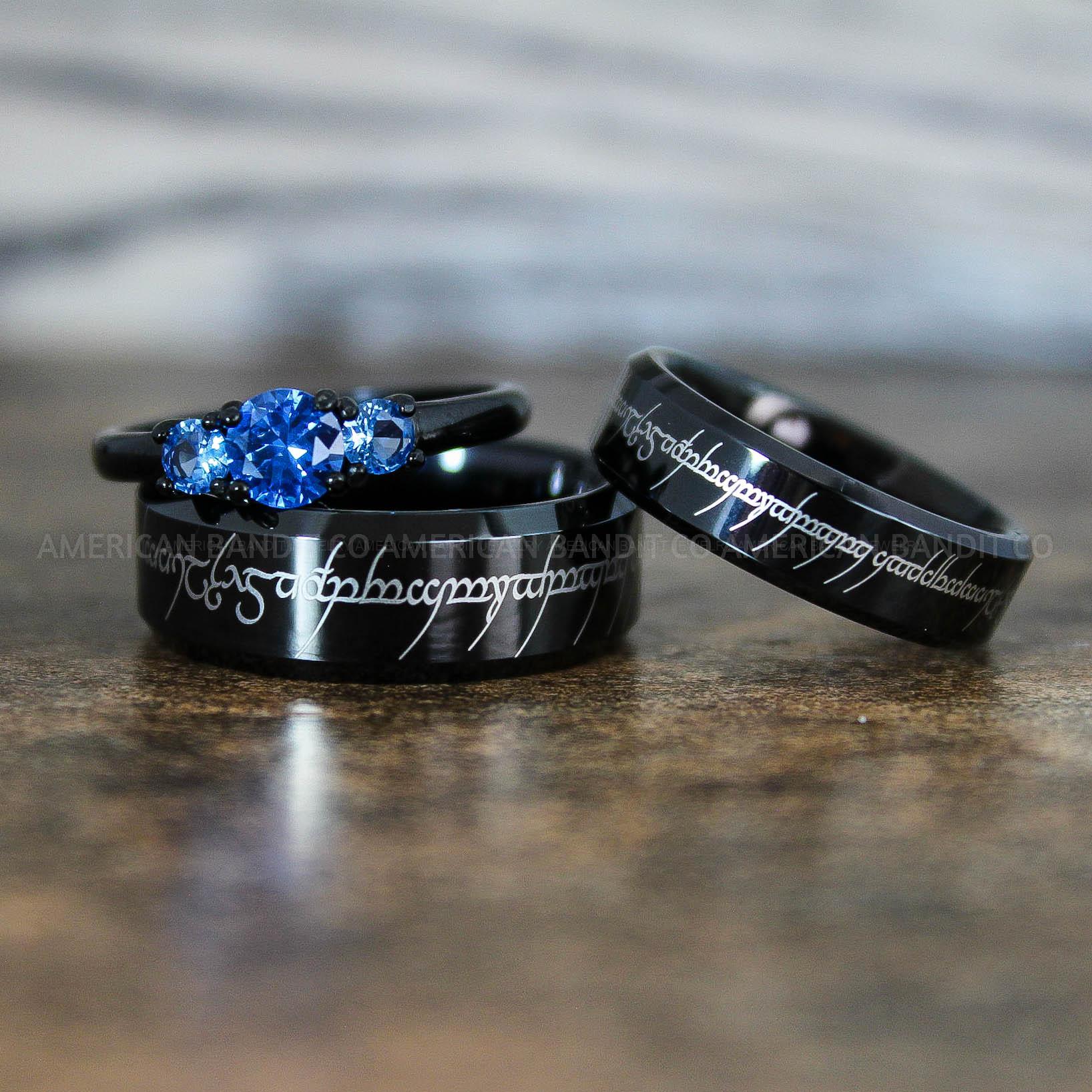 IMG_8939 Elvish Rings, Elvish Wedding Rings, Elvish Wedding Bands, Elvish Jewelry, Black Wedding Rings - Image 1