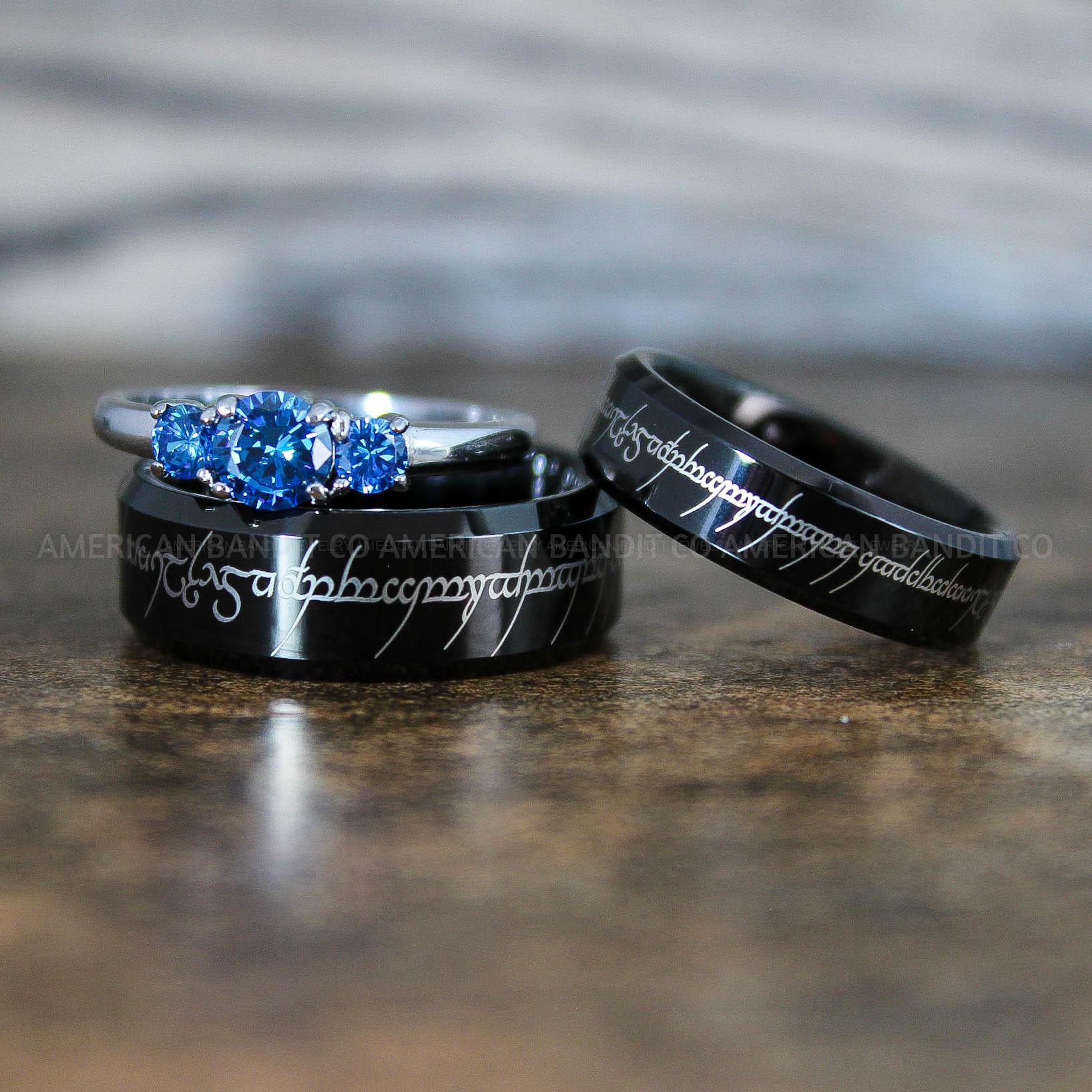 IMG_8940 Elvish Rings, Elvish Wedding Rings, Elvish Wedding Bands, Elvish Jewelry, Black Wedding Rings - Image 1