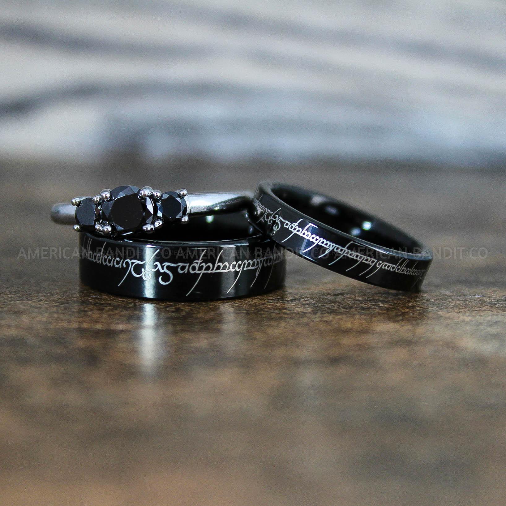 IMG_8943 Elvish Rings, Elvish Wedding Rings, Elvish Wedding Bands, Elvish Jewelry, Black Wedding Rings - Image 1