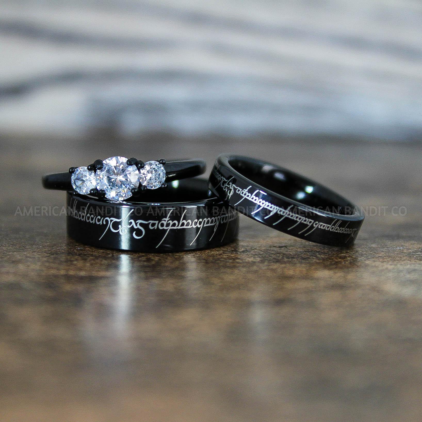 IMG_8945 Elvish Rings, Elvish Wedding Rings, Elvish Wedding Bands, Elvish Jewelry, Black Wedding Rings - Image 1
