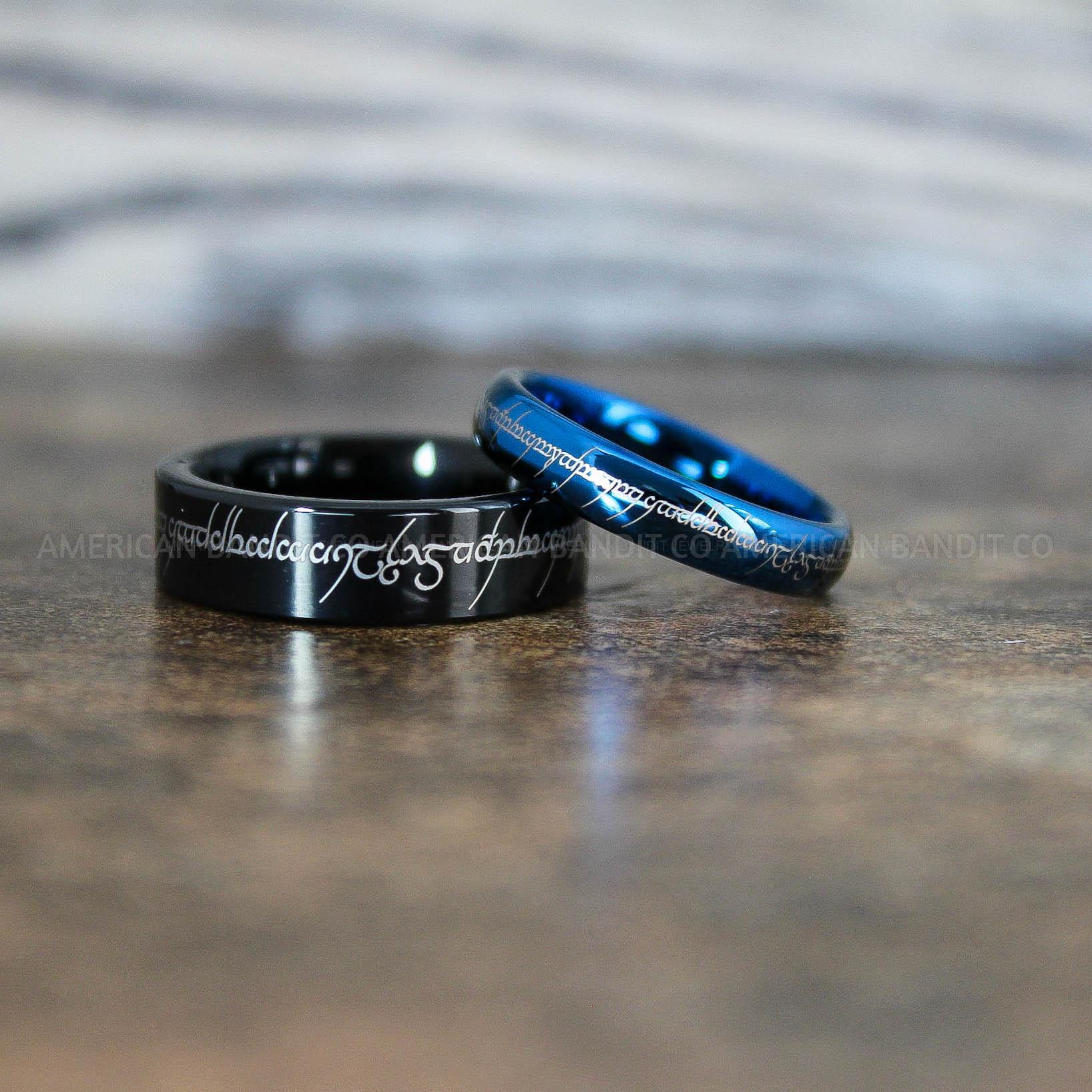 IMG_8946 Elvish Rings, Elvish Wedding Rings, Elvish Wedding Bands, Elvish Jewelry, Black Wedding Rings - Image 1