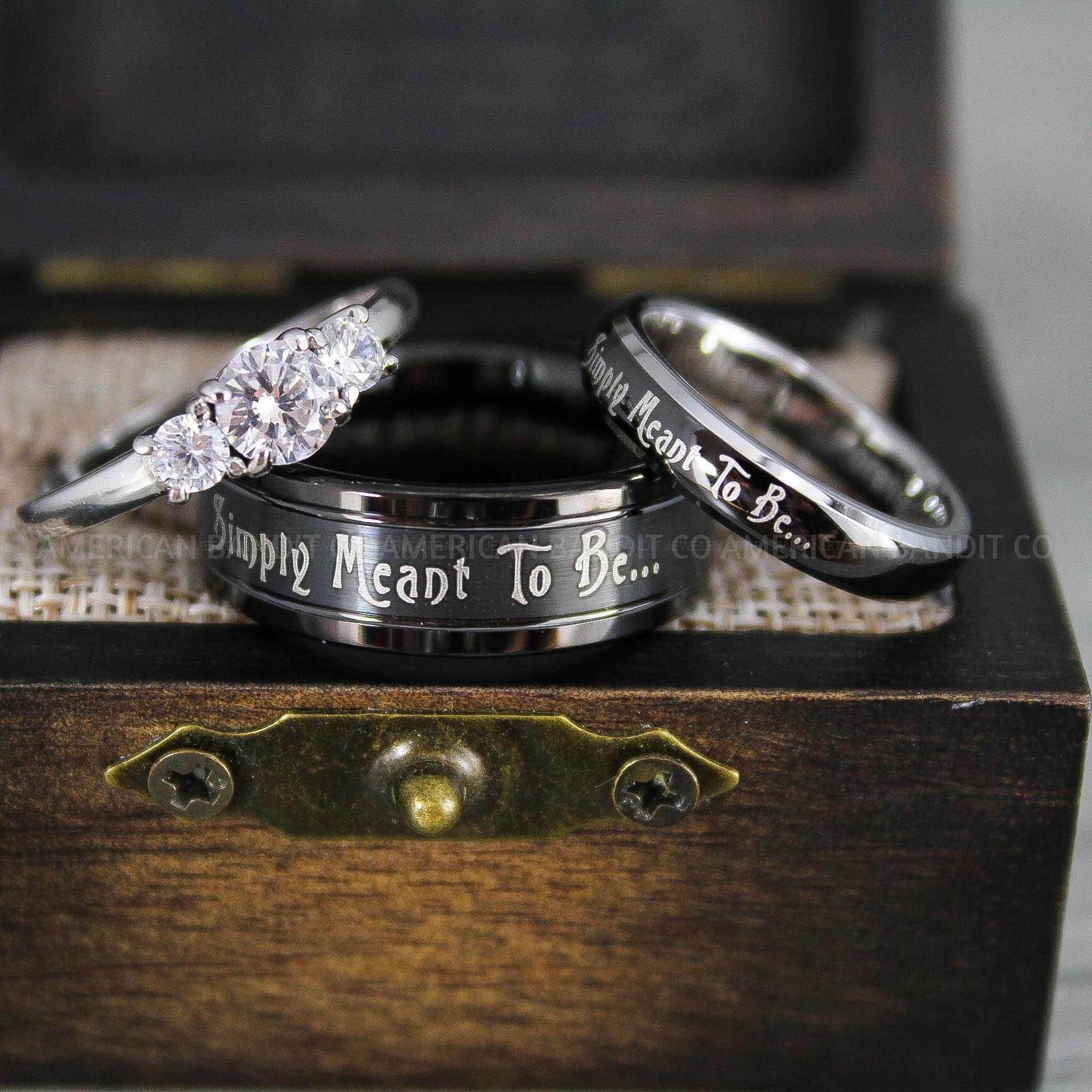 IMG_8955 Simply Meant To Be Rings, Black Wedding Bands, Black Wedding Rings, Jack and Sally Rings, Jack and Sally Wedding Rings - Image 1