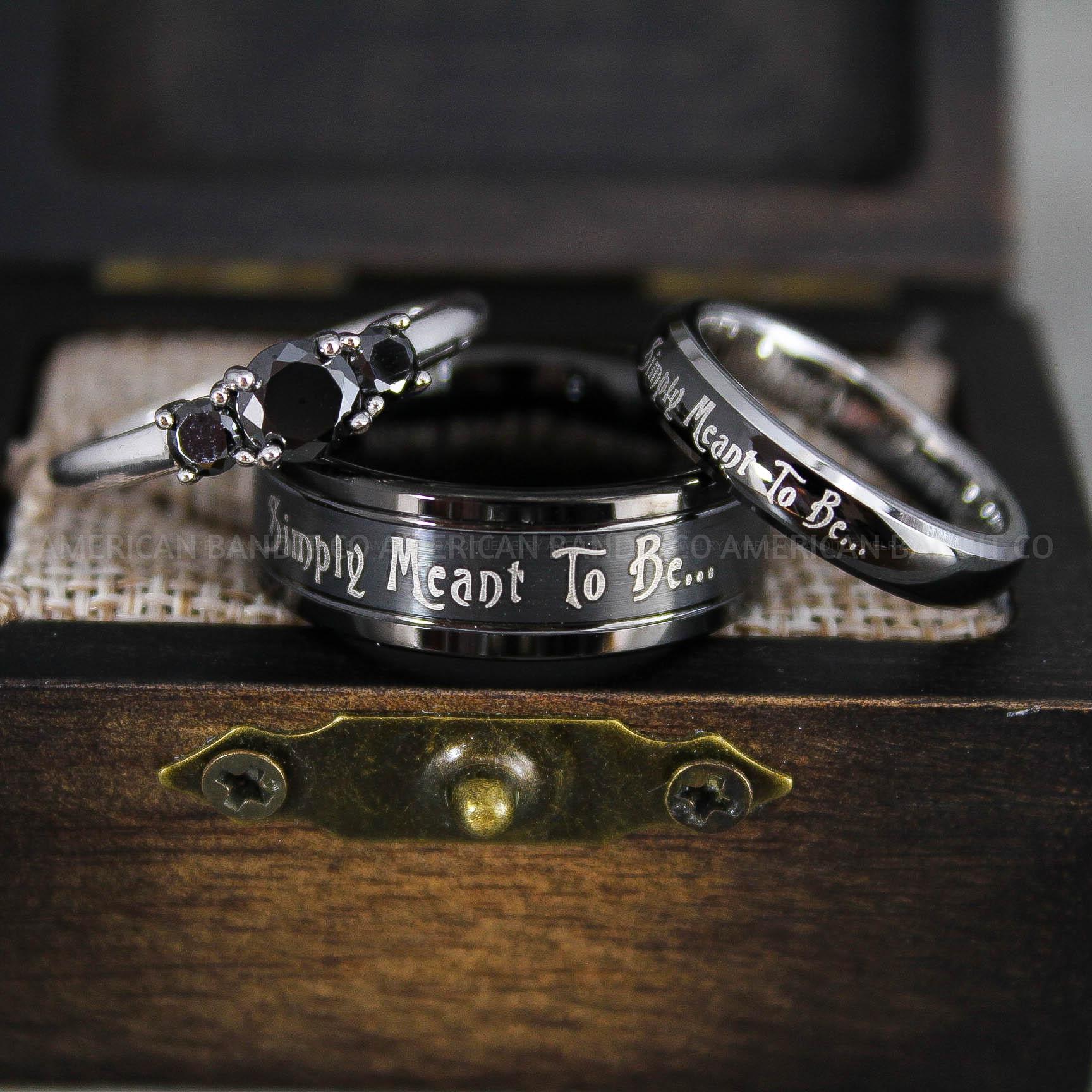 IMG_8956 Simply Meant To Be Rings, Black Wedding Bands, Black Wedding Rings, Jack and Sally Rings, Jack and Sally Wedding Rings - Image 1