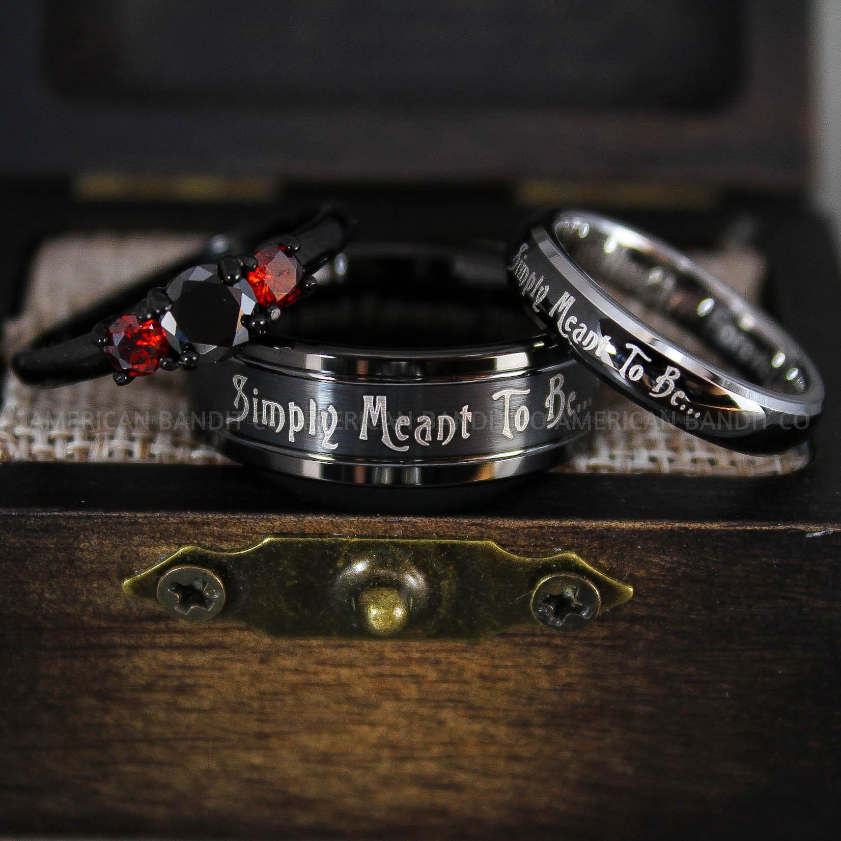 IMG_8958 Simply Meant To Be Rings, Black Wedding Bands, Black Wedding Rings, Jack and Sally Rings, Jack and Sally Wedding Rings - Image 1