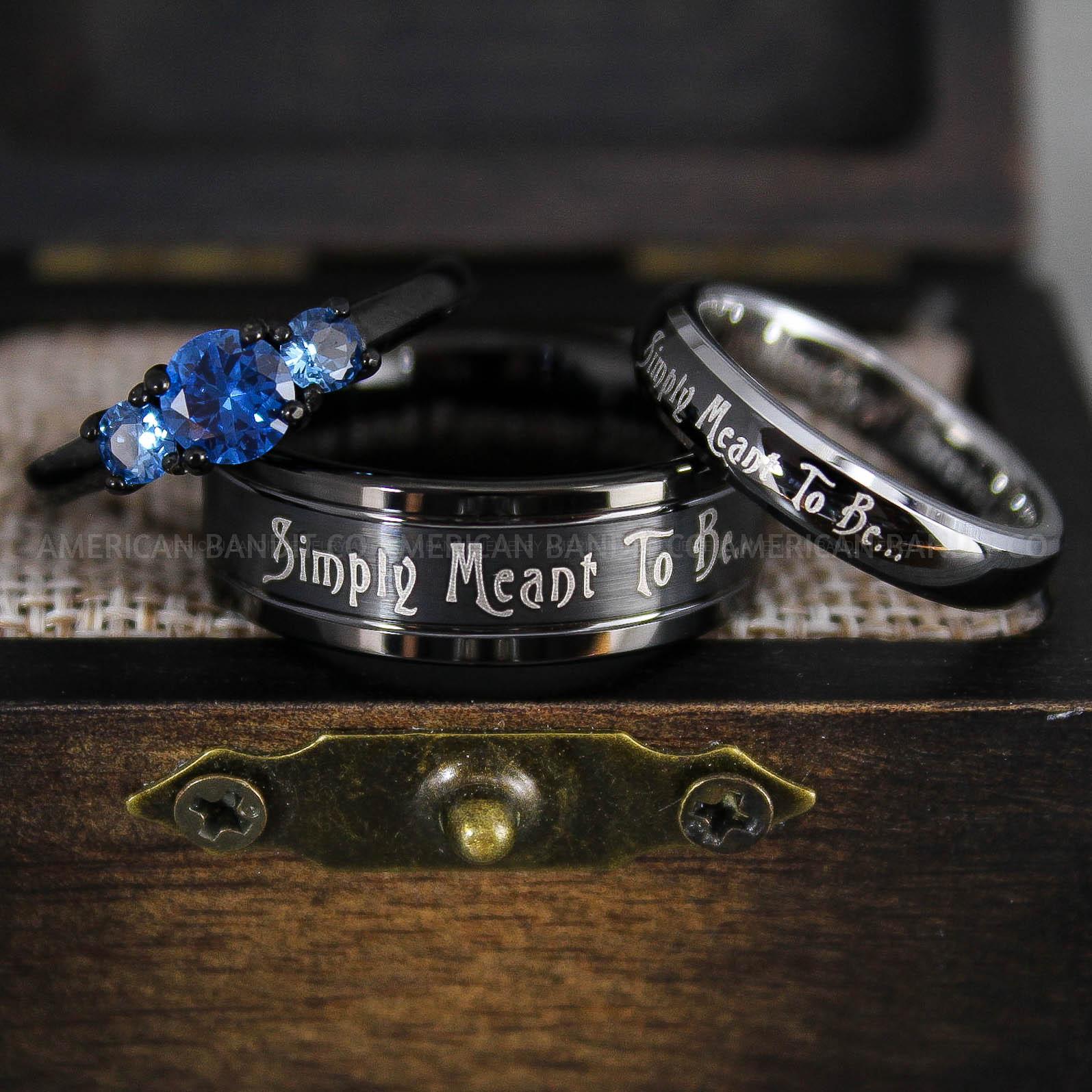 IMG_8959 Simply Meant To Be Rings, Black Wedding Bands, Black Wedding Rings, Jack and Sally Rings, Jack and Sally Wedding Rings - Image 1