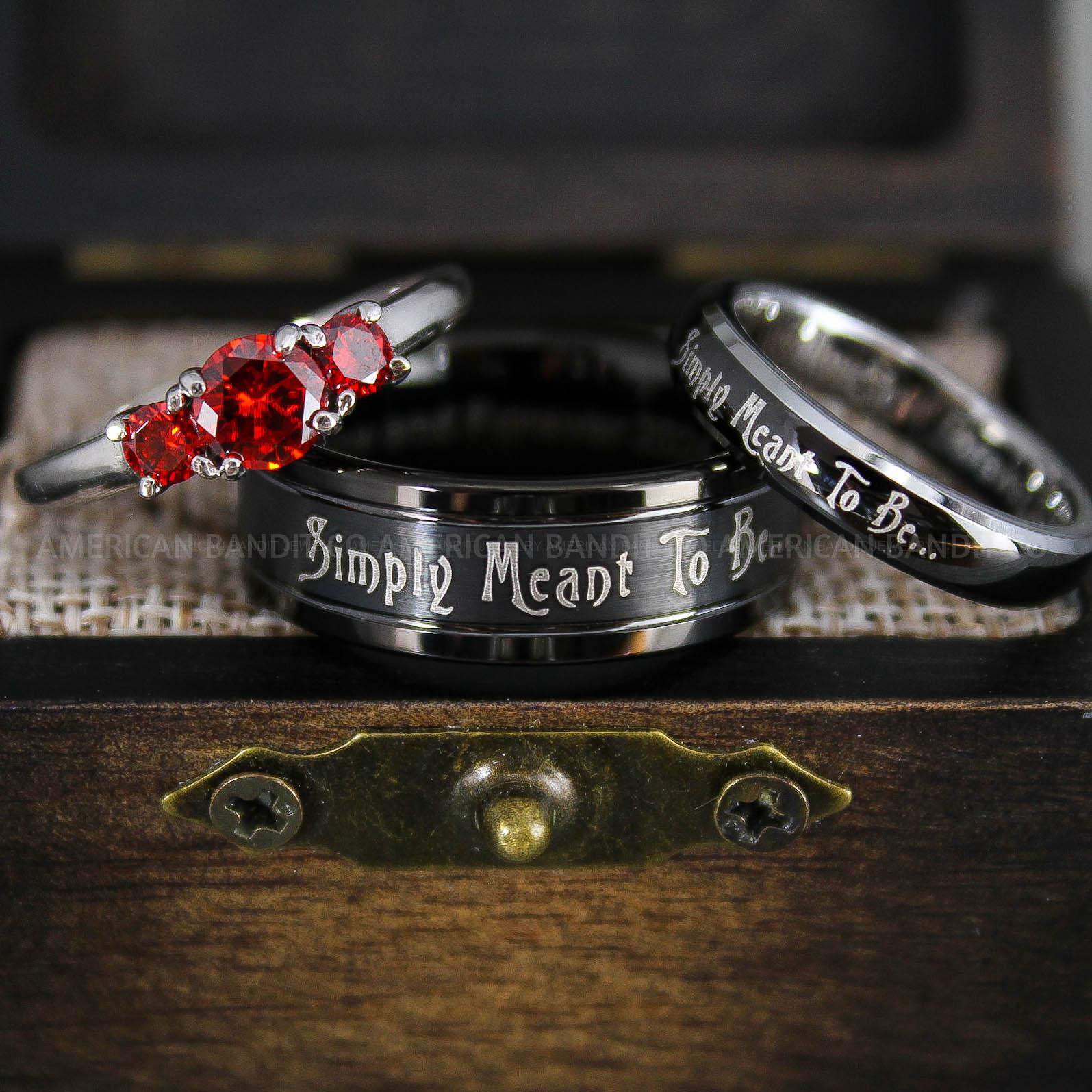 IMG_8960 Simply Meant To Be Rings, Black Wedding Bands, Black Wedding Rings, Jack and Sally Rings, Jack and Sally Wedding Rings - Image 1