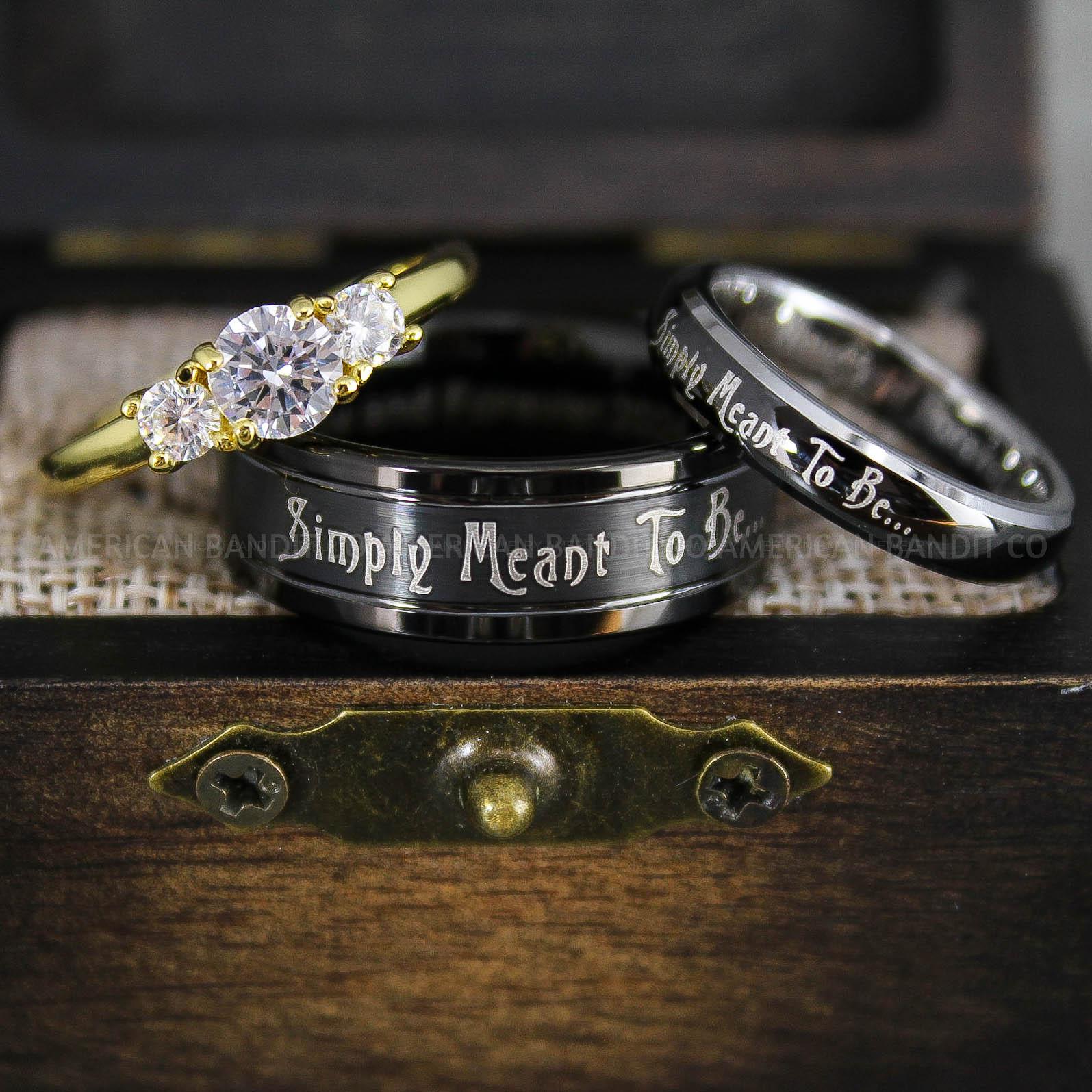 IMG_8963 Simply Meant To Be Rings, Black Wedding Bands, Black Wedding Rings, Jack and Sally Rings, Jack and Sally Wedding Rings - Image 1