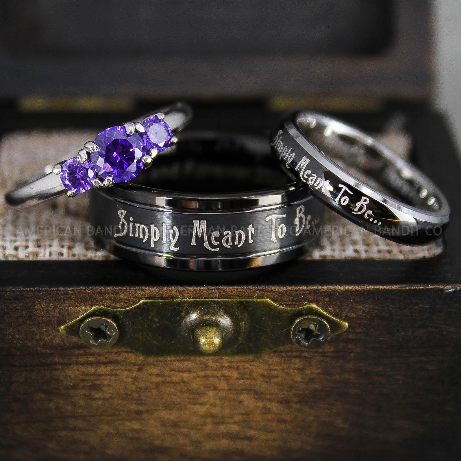 IMG_8964 Simply Meant To Be Rings, Black Wedding Bands, Black Wedding Rings, Jack and Sally Rings, Jack and Sally Wedding Rings - Image 1