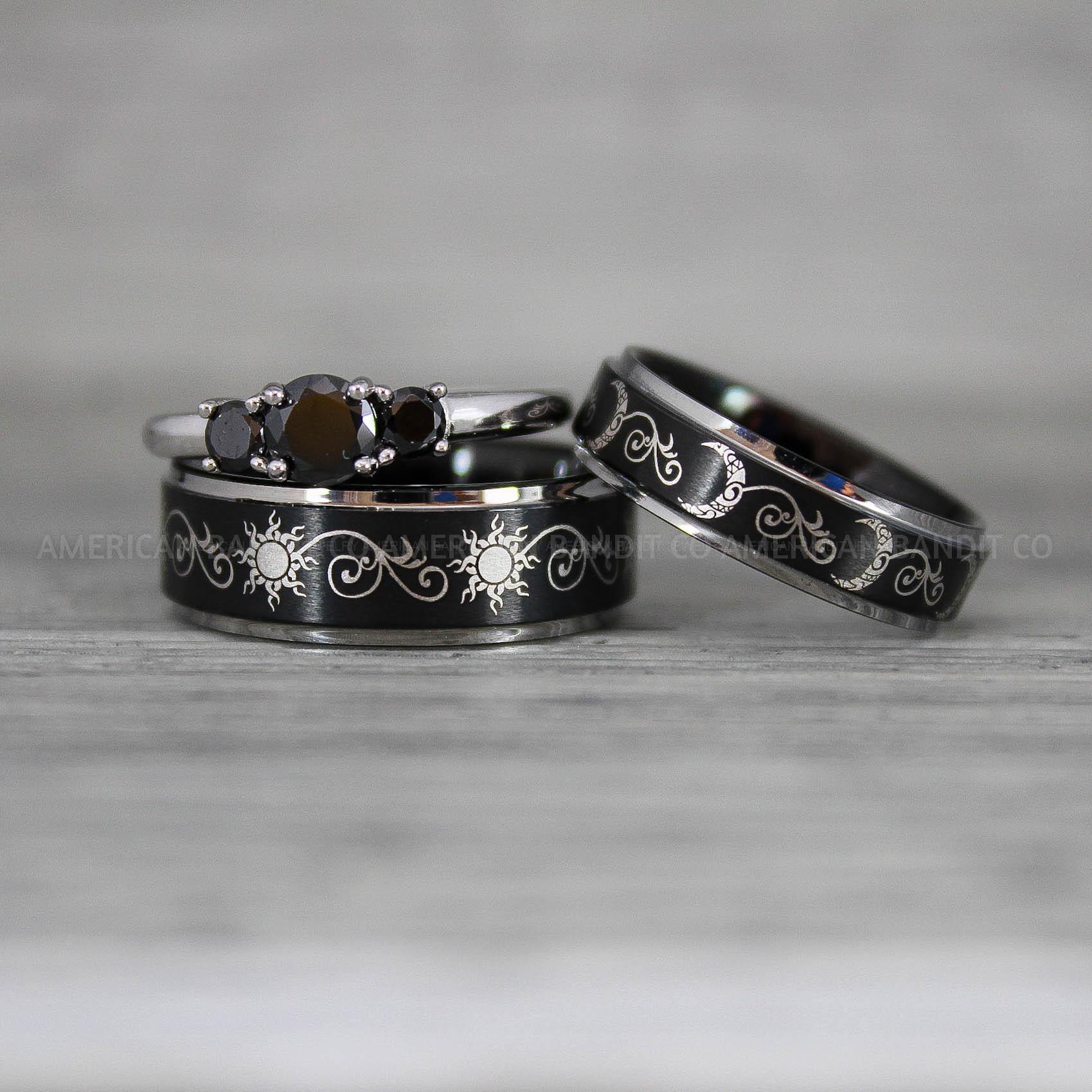 IMG_8972 Sun and Moon Rings, Sun and Moon Wedding Rings, Sun and Moon Wedding Bands, Sun and Moon Jewelry, Couple Rings, Matching Couple Rings - Image 1