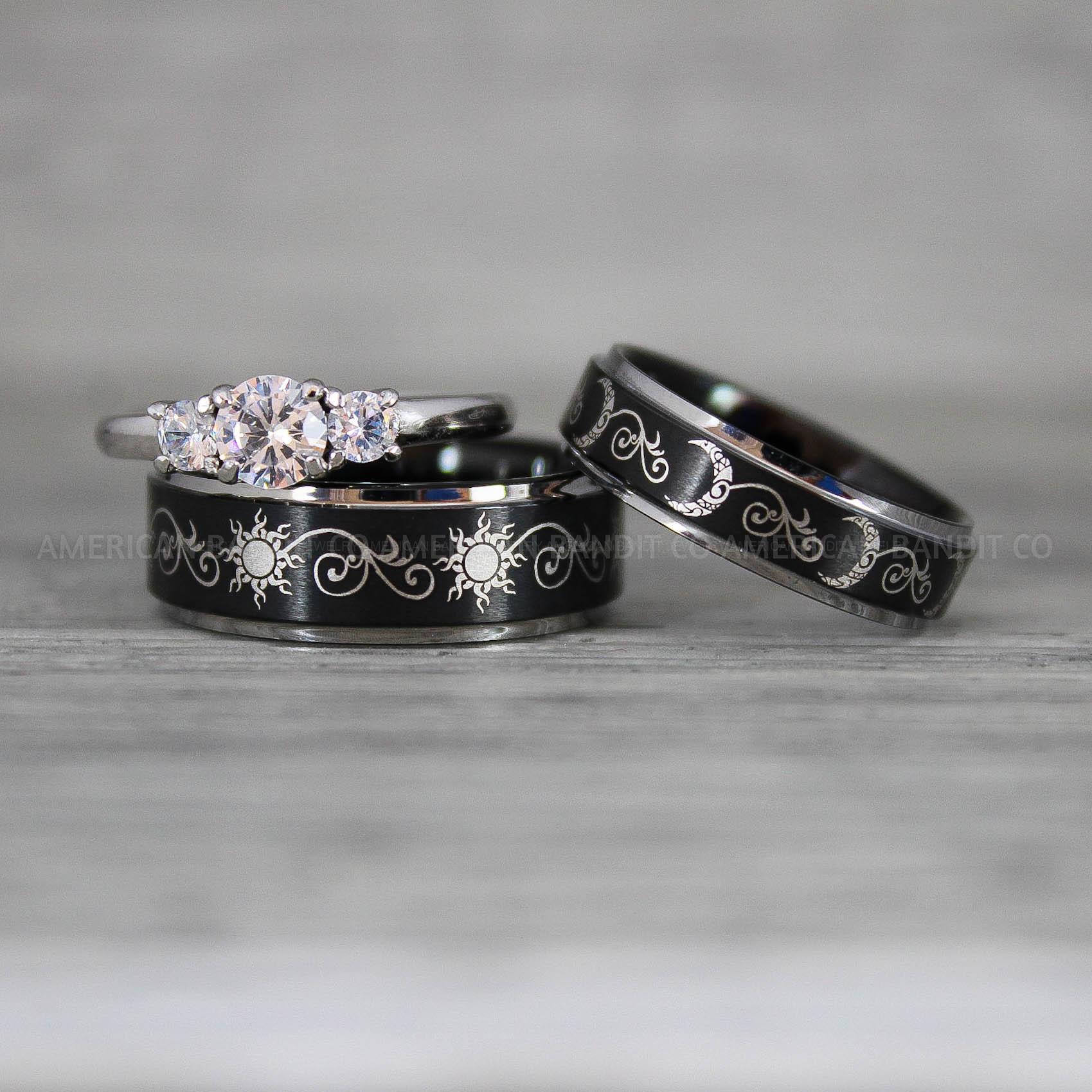 IMG_8973 Sun and Moon Rings, Sun and Moon Wedding Rings, Sun and Moon Wedding Bands, Sun and Moon Jewelry, Couple Rings, Matching Couple Rings - Image 1