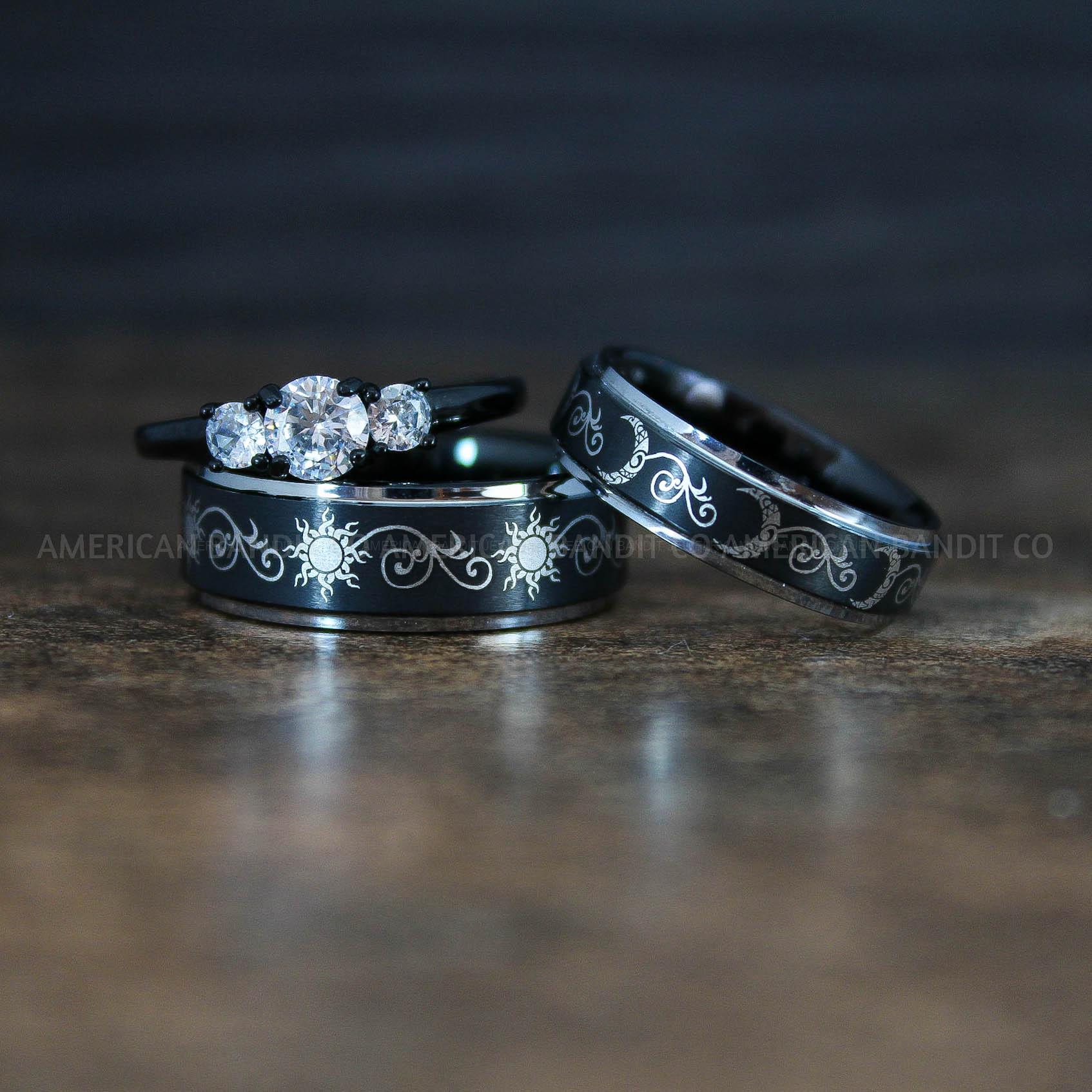 IMG_8979-2 Sun and Moon Rings, Sun and Moon Wedding Rings, Sun and Moon Wedding Bands, Sun and Moon Jewelry, Couple Rings, Matching Couple Rings - Image 1