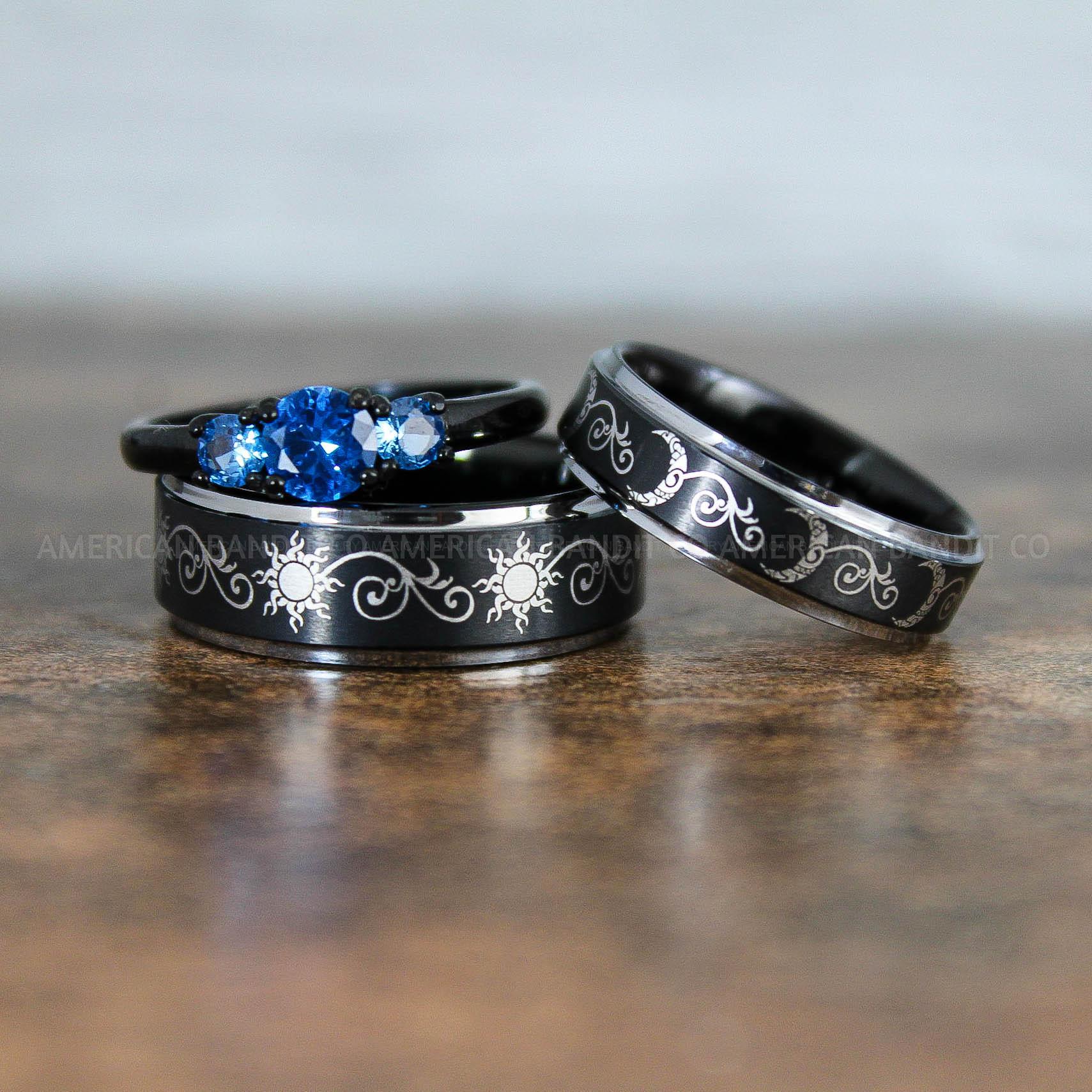 IMG_8986 Sun and Moon Rings, Sun and Moon Wedding Rings, Sun and Moon Wedding Bands, Sun and Moon Jewelry, Couple Rings, Matching Couple Rings - Image 1