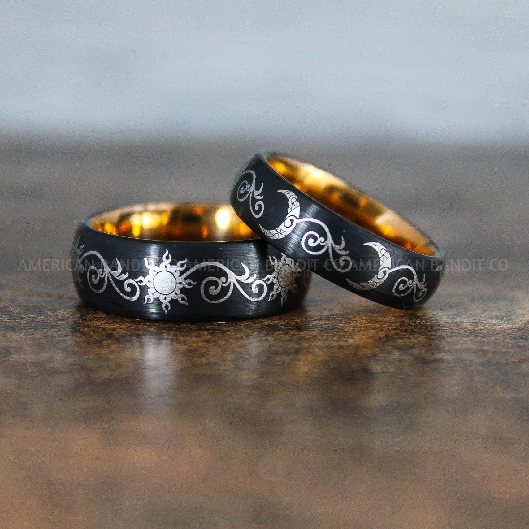 IMG_8989 Sun and Moon Rings, Sun and Moon Wedding Rings, Sun and Moon Wedding Bands, Sun and Moon Jewelry, Couple Rings, Matching Couple Rings - Image 1