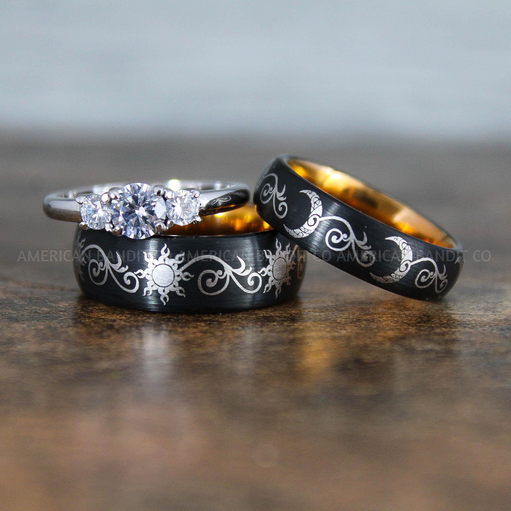 IMG_8990 Sun and Moon Rings, Sun and Moon Wedding Rings, Sun and Moon Wedding Bands, Sun and Moon Jewelry, Couple Rings, Matching Couple Rings - Image 1