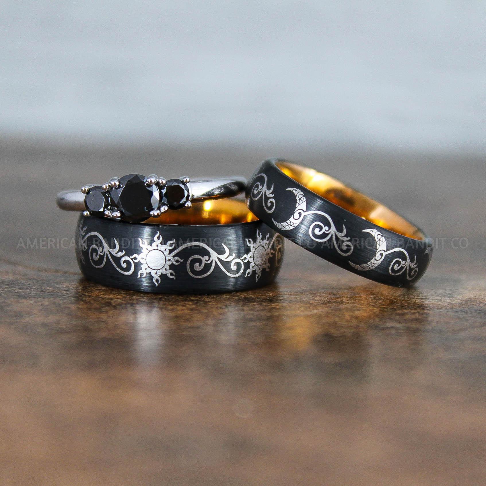 IMG_8993 Sun and Moon Rings, Sun and Moon Wedding Rings, Sun and Moon Wedding Bands, Sun and Moon Jewelry, Couple Rings, Matching Couple Rings - Image 1