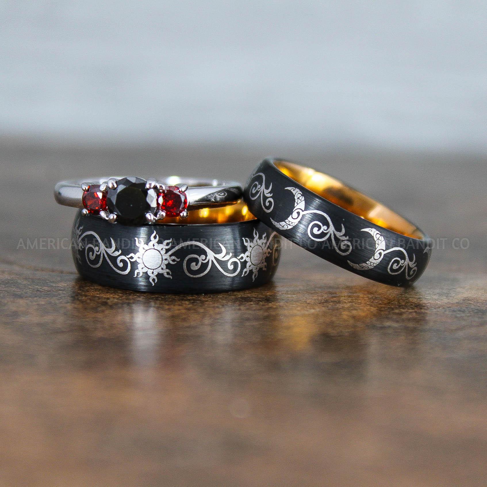 IMG_8995 Sun and Moon Rings, Sun and Moon Wedding Rings, Sun and Moon Wedding Bands, Sun and Moon Jewelry, Couple Rings, Matching Couple Rings - Image 1