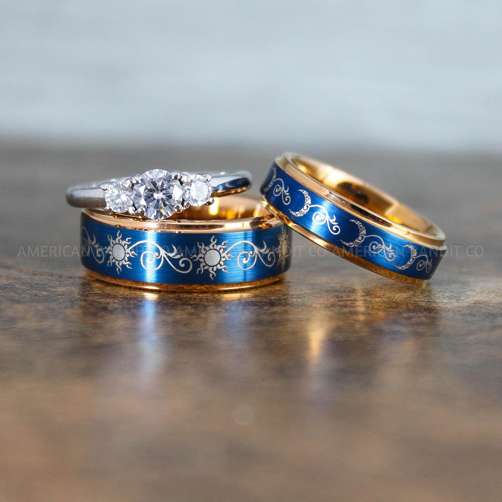IMG_8999 Sun and Moon Rings, Sun and Moon Wedding Rings, Sun and Moon Wedding Bands, Sun and Moon Jewelry, Couple Rings, Matching Couple Rings - Image 1