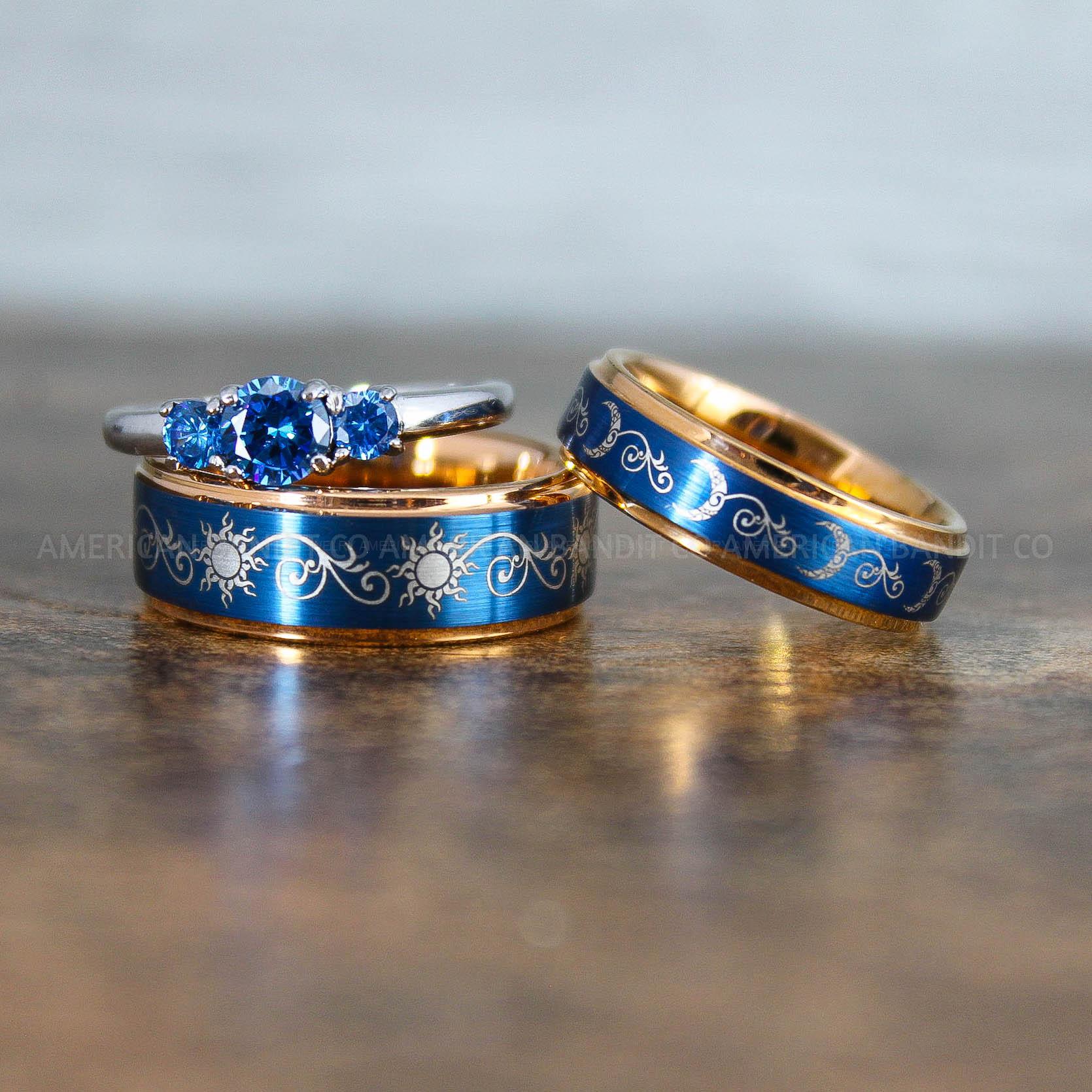 IMG_9002 Sun and Moon Rings, Sun and Moon Wedding Rings, Sun and Moon Wedding Bands, Sun and Moon Jewelry, Couple Rings, Matching Couple Rings - Image 1