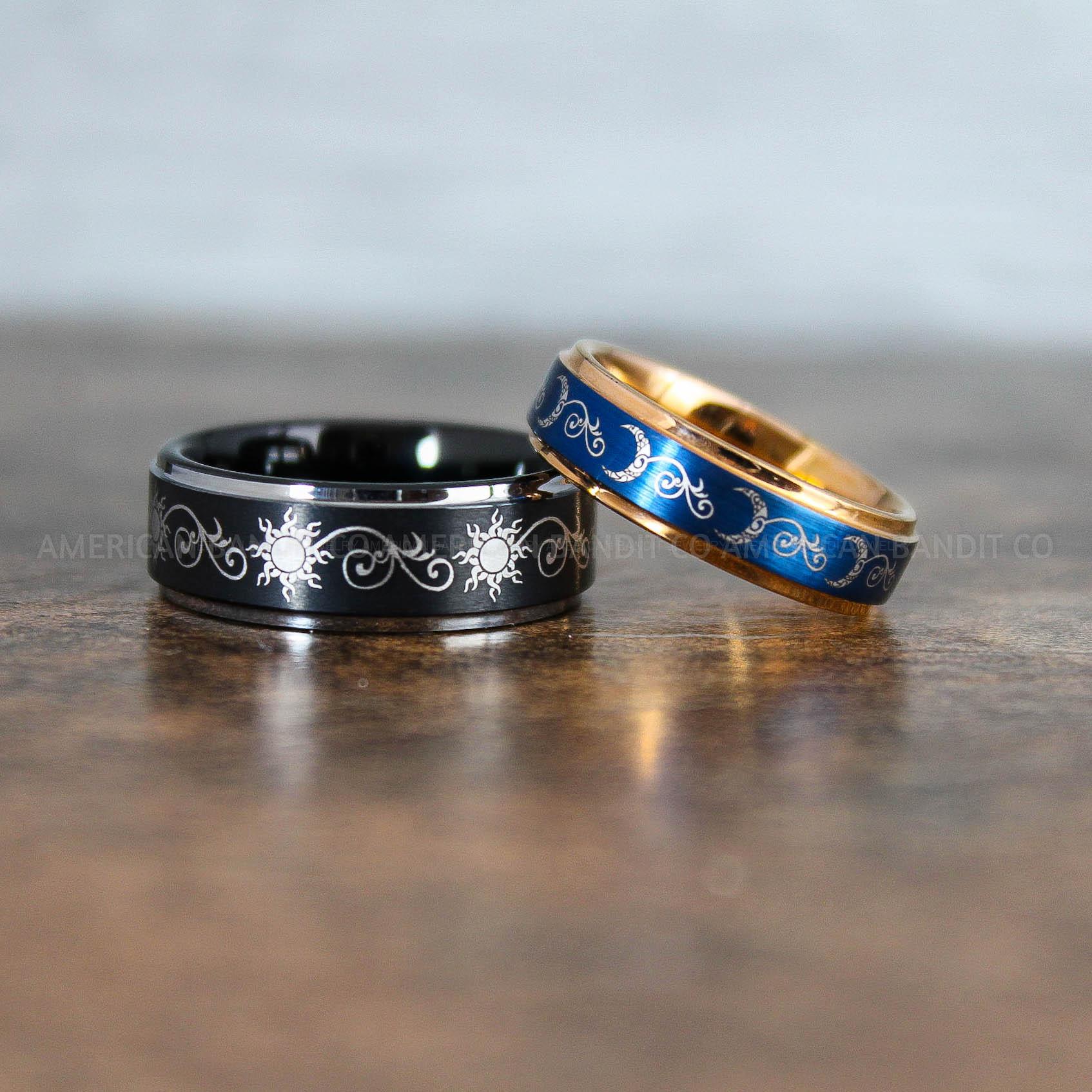 IMG_9003 Sun and Moon Rings, Sun and Moon Wedding Rings, Sun and Moon Wedding Bands, Sun and Moon Jewelry, Couple Rings, Matching Couple Rings - Image 1