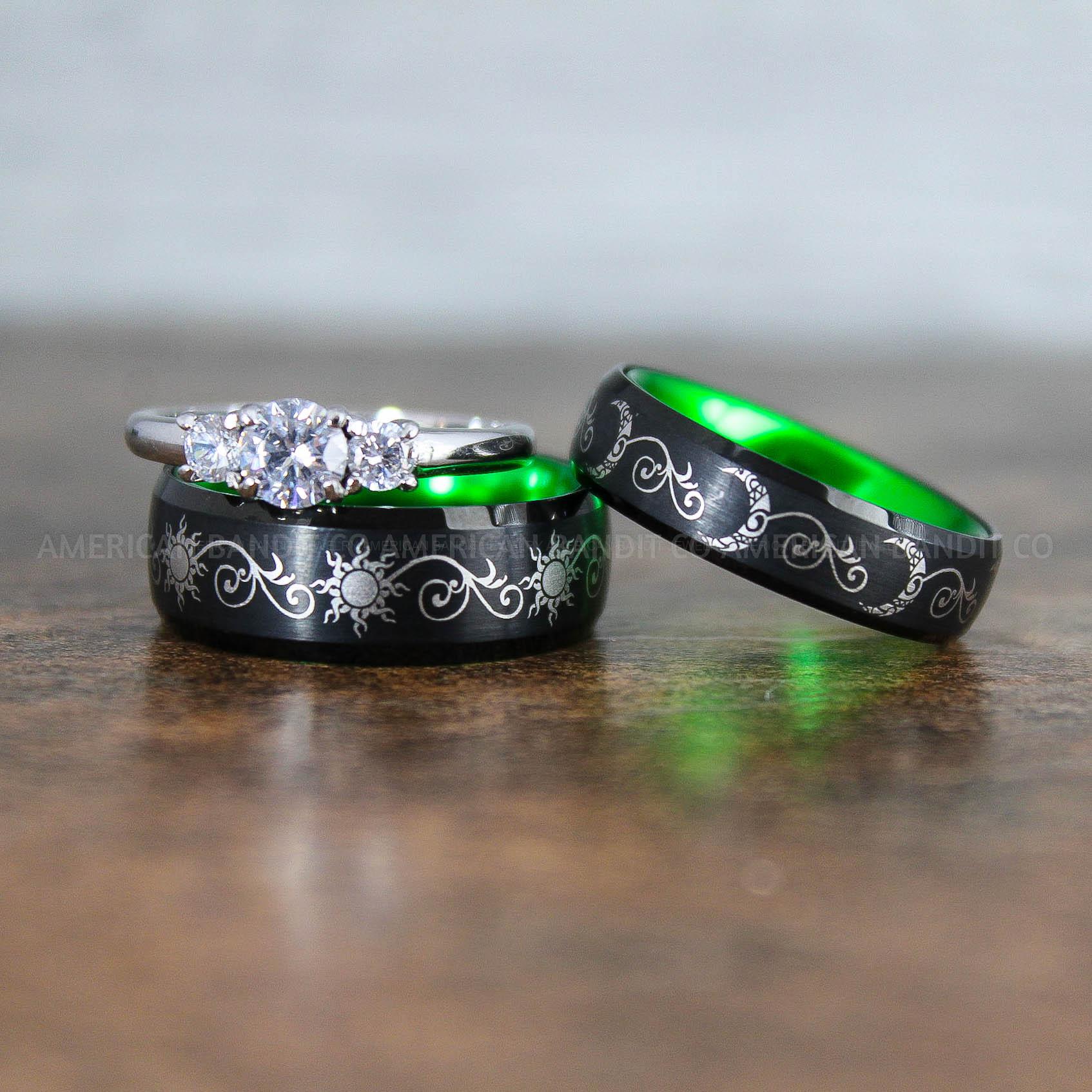 IMG_9006 Sun and Moon Rings, Sun and Moon Wedding Rings, Sun and Moon Wedding Bands, Sun and Moon Jewelry, Couple Rings, Matching Couple Rings - Image 1