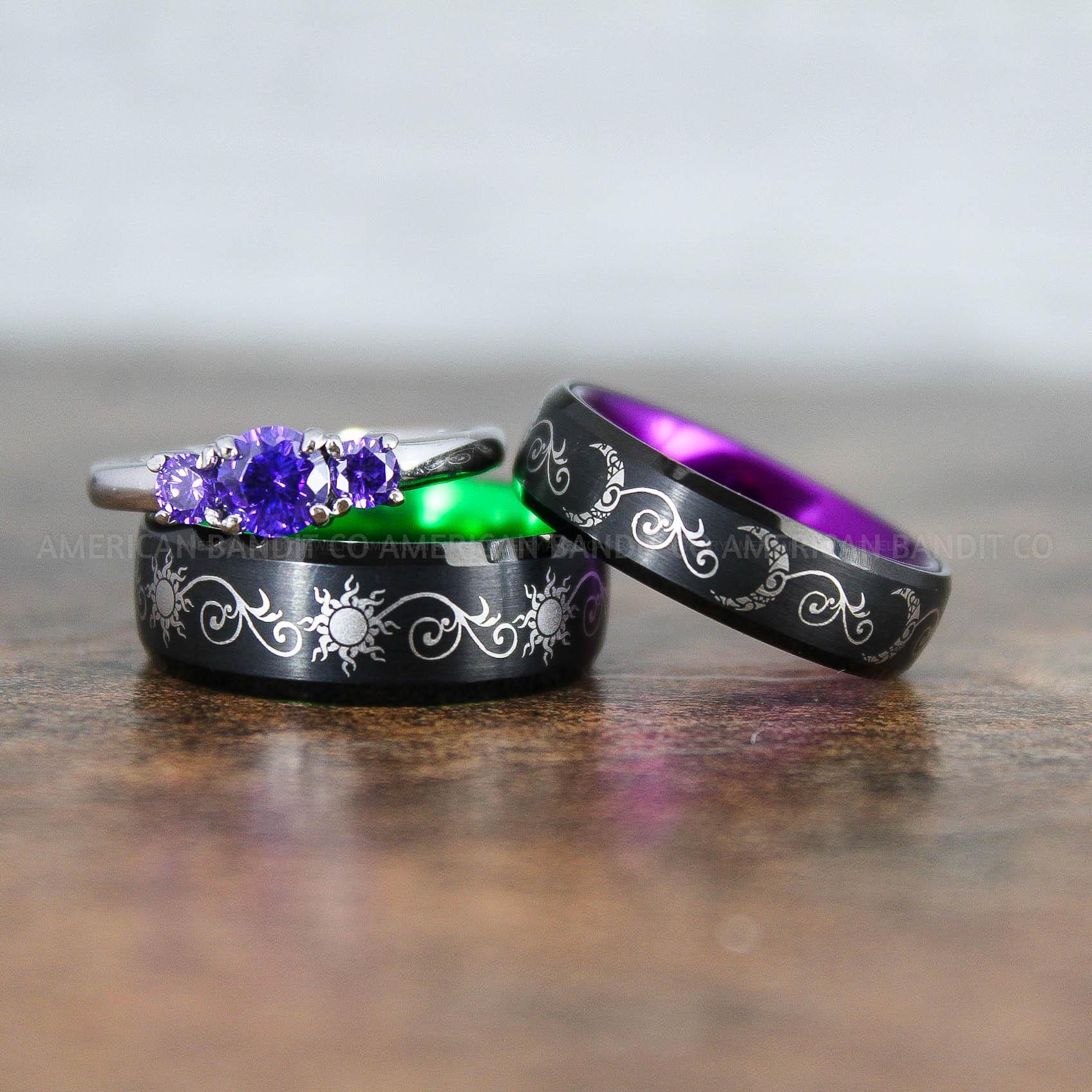 IMG_9009 Sun and Moon Rings, Sun and Moon Wedding Rings, Sun and Moon Wedding Bands, Sun and Moon Jewelry, Couple Rings, Matching Couple Rings - Image 1