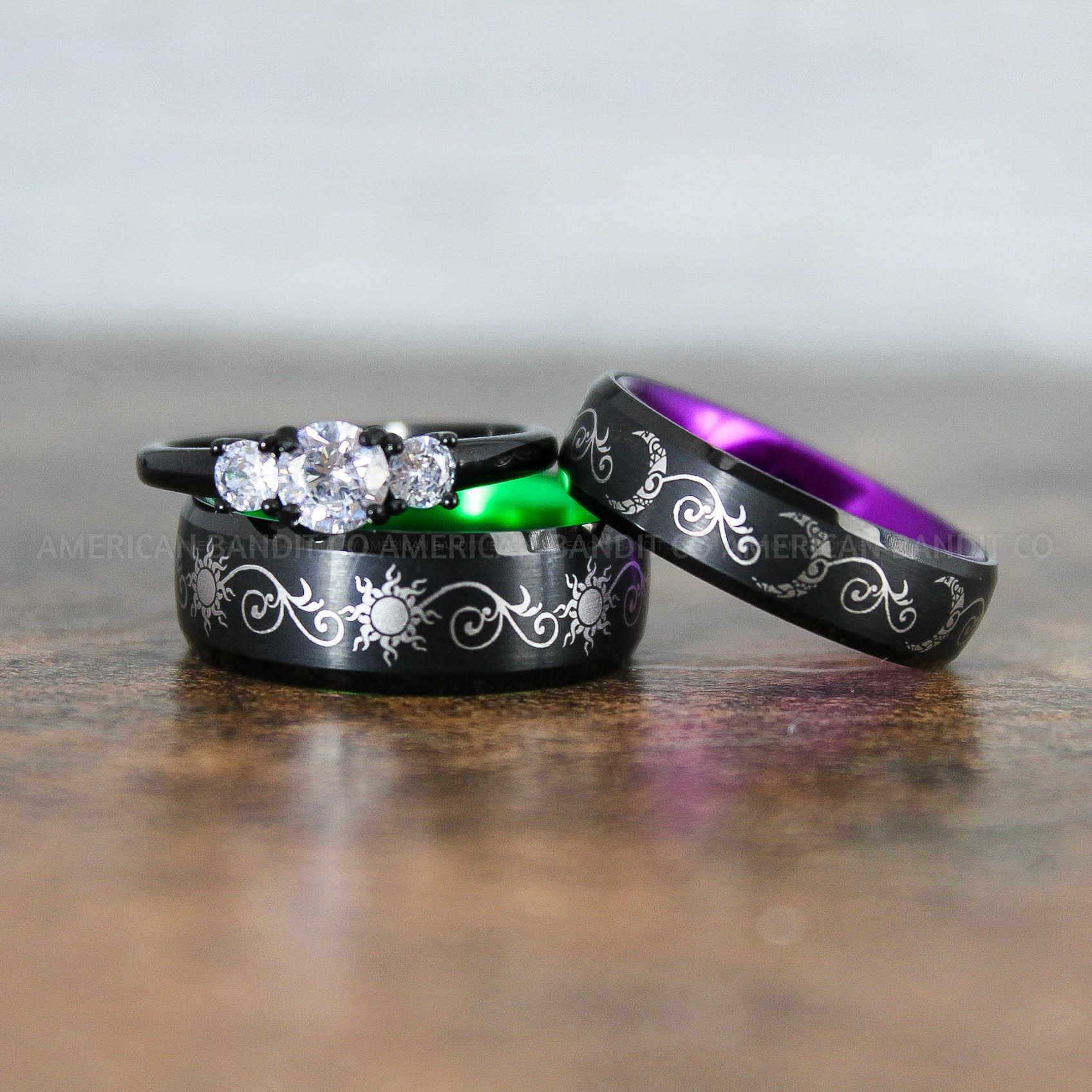 IMG_9012 Sun and Moon Rings, Sun and Moon Wedding Rings, Sun and Moon Wedding Bands, Sun and Moon Jewelry, Couple Rings, Matching Couple Rings - Image 1