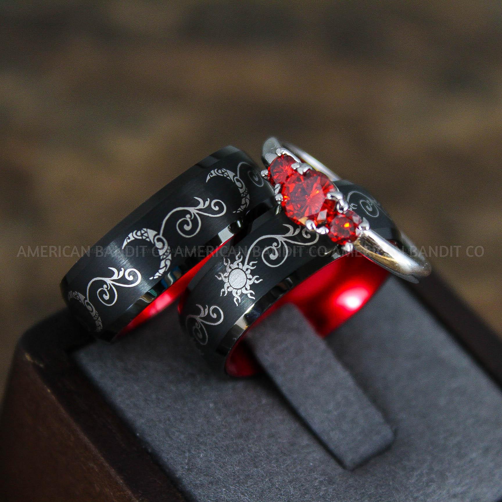 IMG_9049 Sun and Moon Rings, Sun and Moon Wedding Rings, Sun and Moon Wedding Bands, Sun and Moon Jewelry, Couple Rings, Matching Couple Rings - Image 1