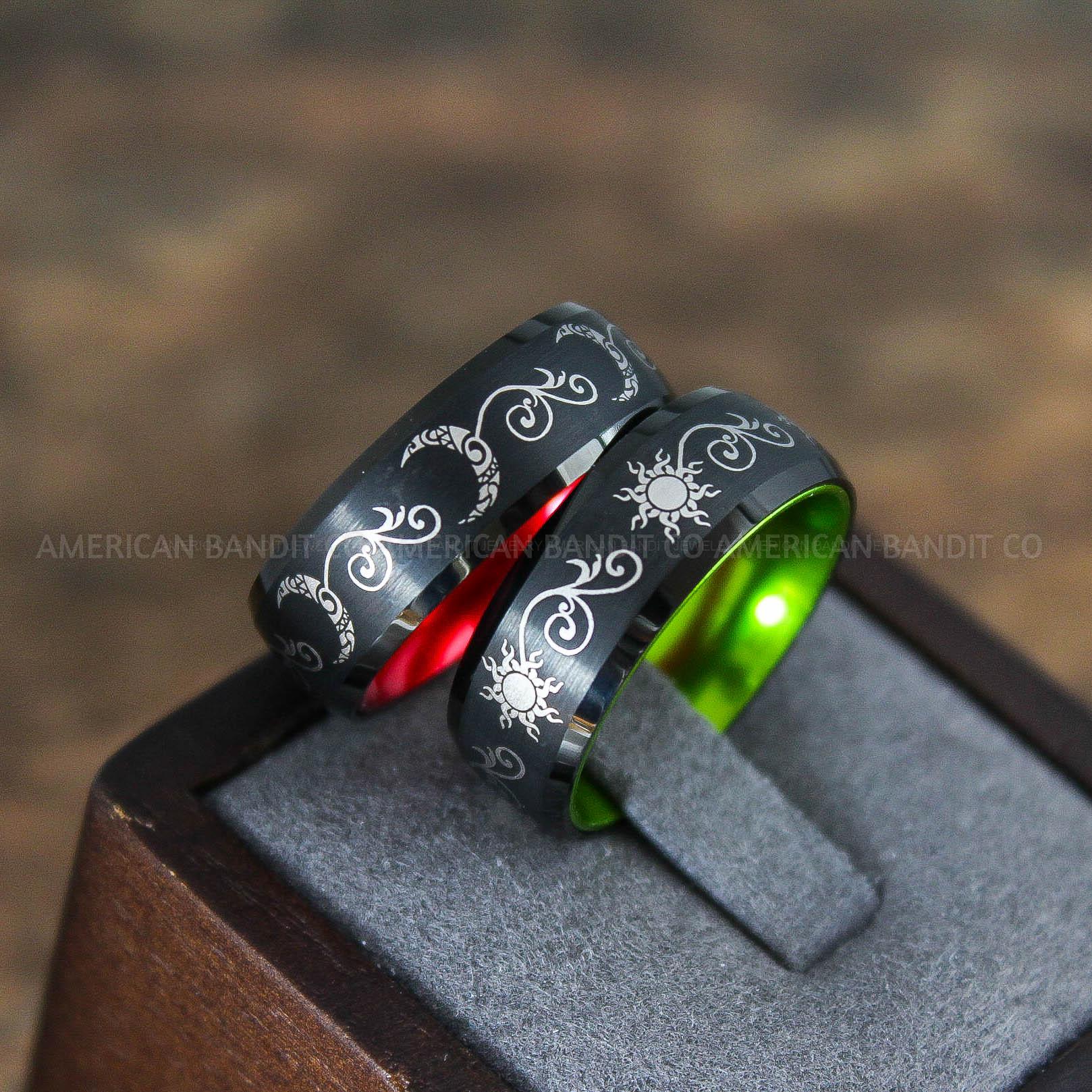 IMG_9055 Sun and Moon Rings, Sun and Moon Wedding Rings, Sun and Moon Wedding Bands, Sun and Moon Jewelry, Couple Rings, Matching Couple Rings - Image 1