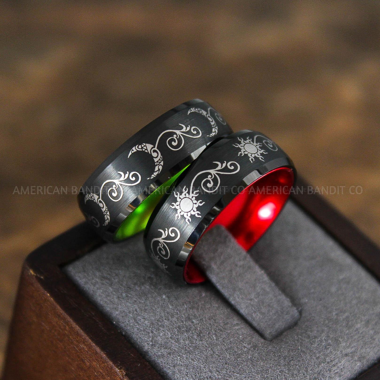 IMG_9057 Sun and Moon Rings, Sun and Moon Wedding Rings, Sun and Moon Wedding Bands, Sun and Moon Jewelry, Couple Rings, Matching Couple Rings - Image 1