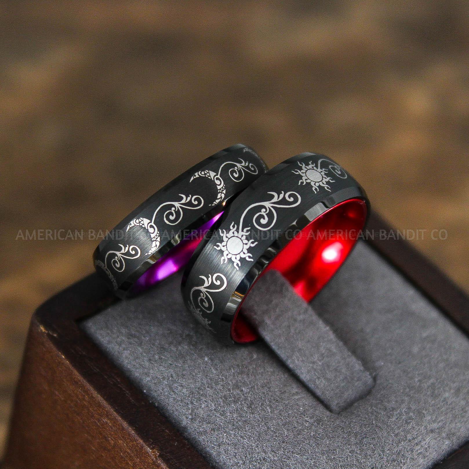 IMG_9058 Sun and Moon Rings, Sun and Moon Wedding Rings, Sun and Moon Wedding Bands, Sun and Moon Jewelry, Couple Rings, Matching Couple Rings - Image 1