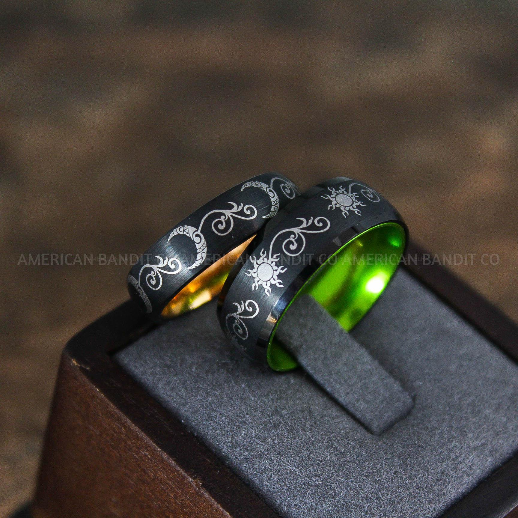 IMG_9060 Sun and Moon Rings, Sun and Moon Wedding Rings, Sun and Moon Wedding Bands, Sun and Moon Jewelry, Couple Rings, Matching Couple Rings - Image 1