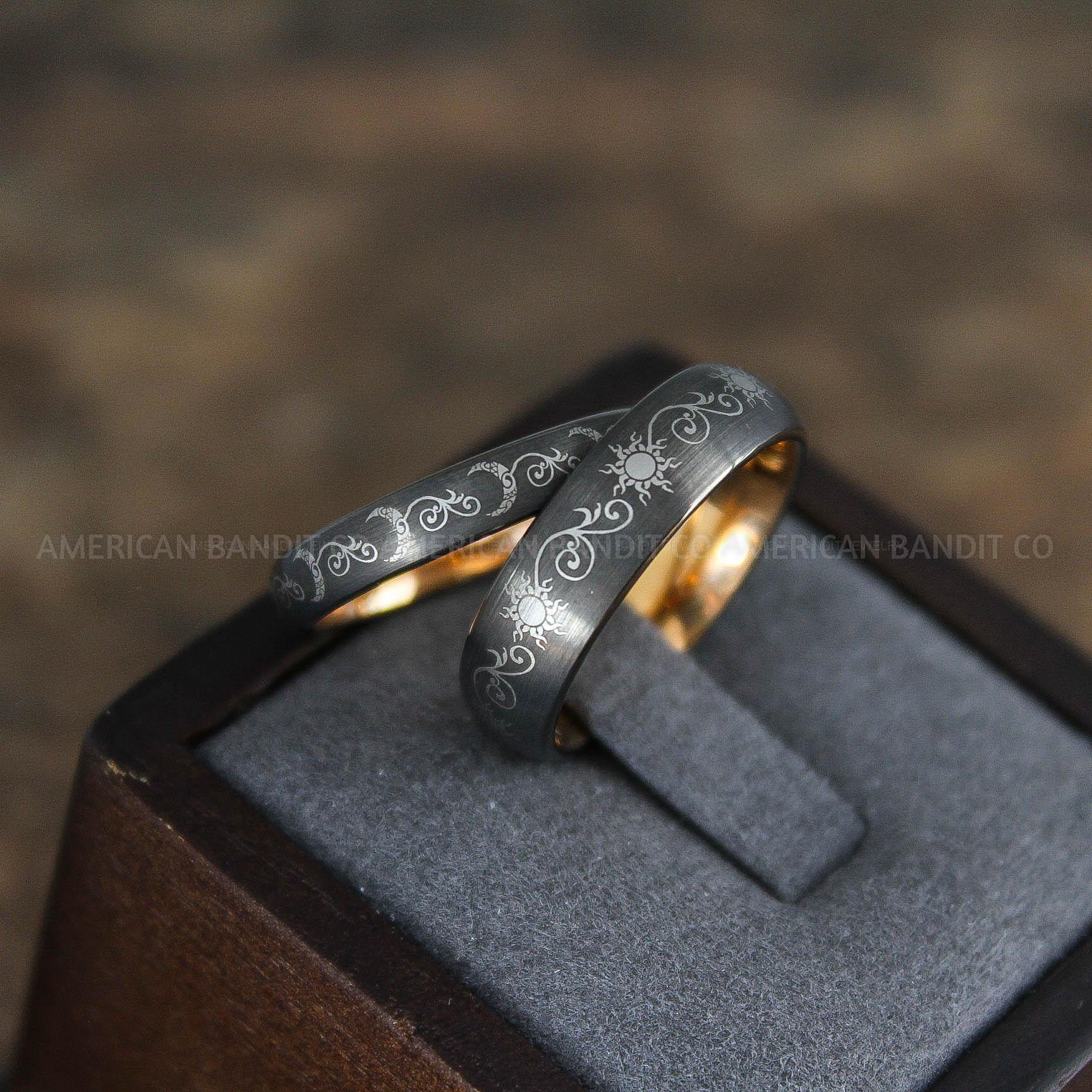 IMG_9072 Sun and Moon Rings, Sun and Moon Wedding Rings, Sun and Moon Wedding Bands, Sun and Moon Jewelry, Couple Rings, Matching Couple Rings - Image 1