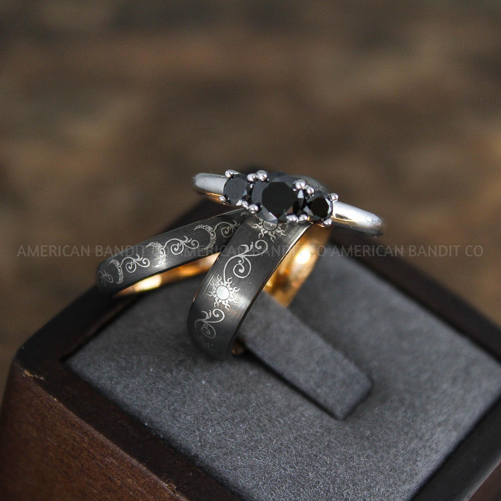 IMG_9075 Sun and Moon Rings, Sun and Moon Wedding Rings, Sun and Moon Wedding Bands, Sun and Moon Jewelry, Couple Rings, Matching Couple Rings - Image 1