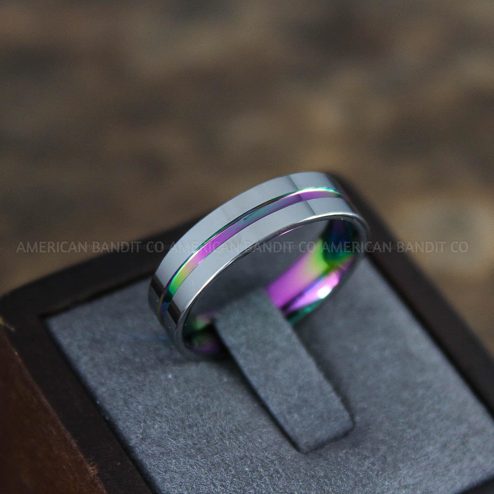 IMG_9077 Rainbow Ring, Rainbow Wedding Band, Pride Ring, Pride Wedding Band, Pride Wedding Jewelry - Image 1