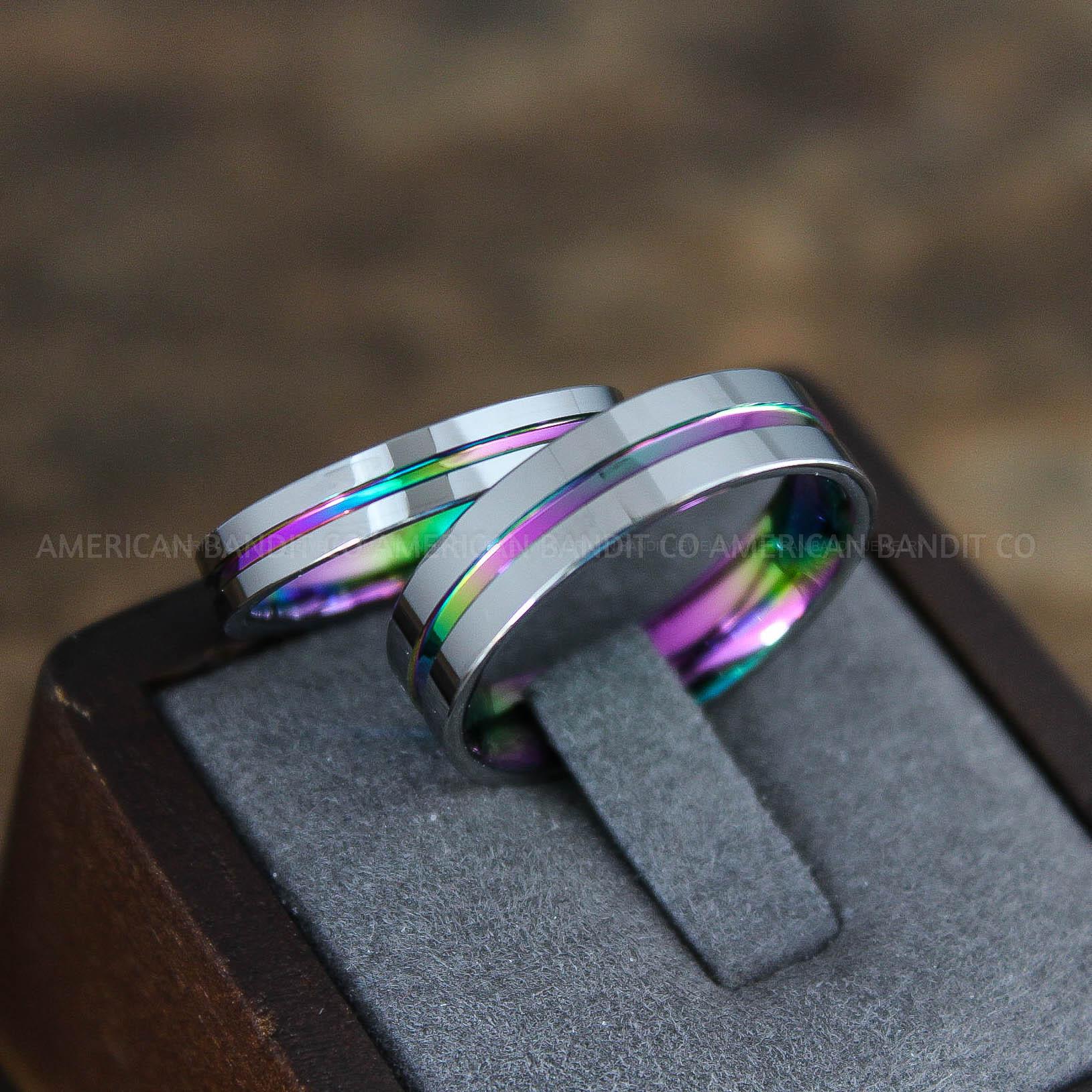 IMG_9078 Rainbow Rings, Rainbow Wedding Bands, Pride Rings, Pride Wedding Bands, Pride Wedding Jewelry - Image 1