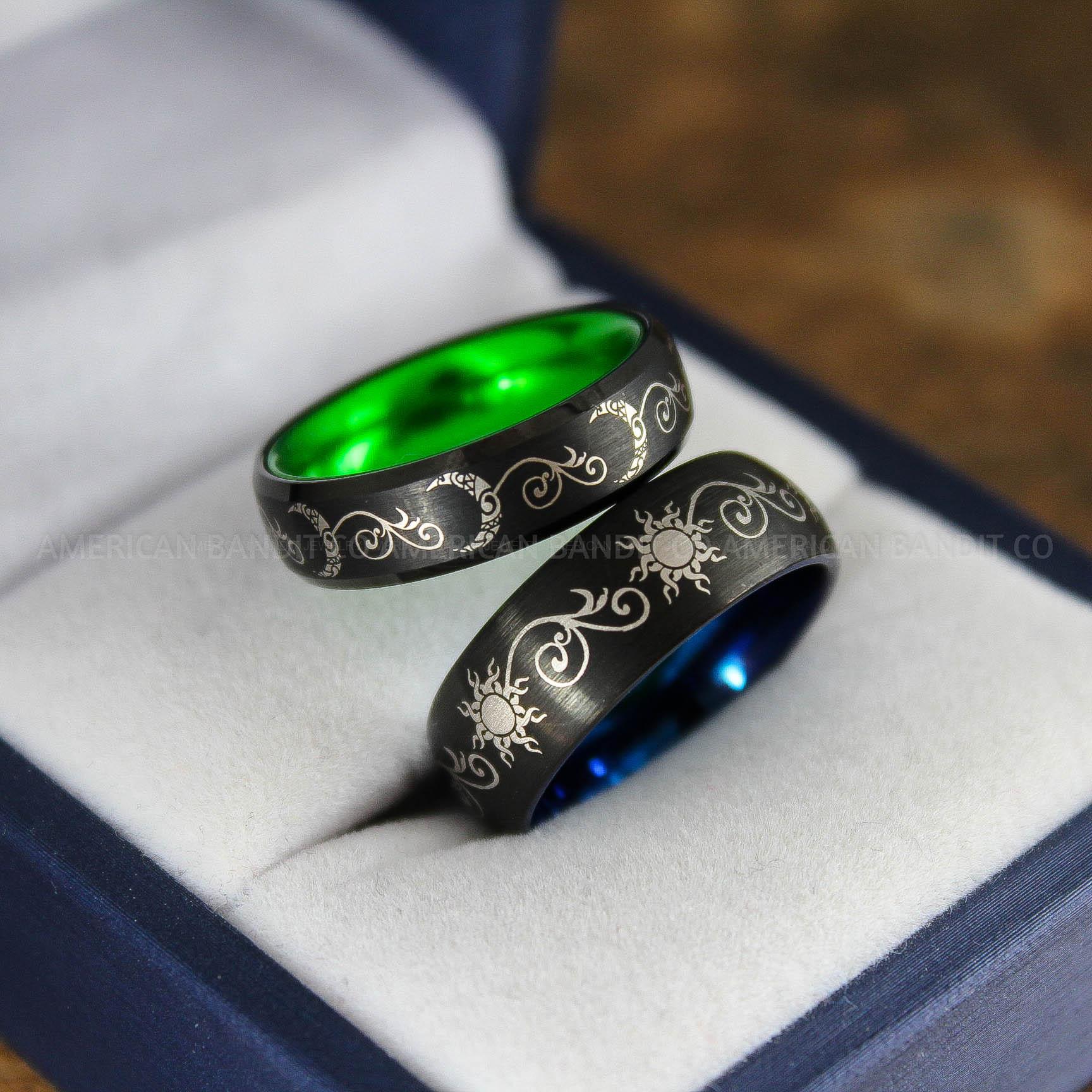 IMG_9080 Sun and Moon Rings, Sun and Moon Wedding Rings, Sun and Moon Wedding Bands, Sun and Moon Jewelry, Couple Rings, Matching Couple Rings - Image 1