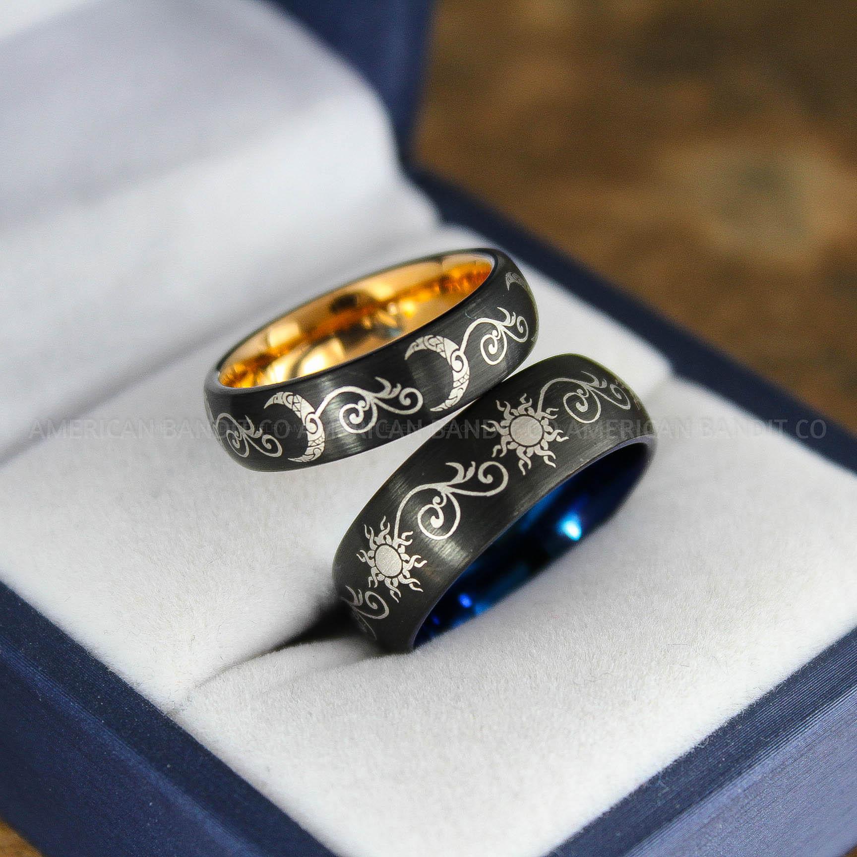 IMG_9082 Sun and Moon Rings, Sun and Moon Wedding Rings, Sun and Moon Wedding Bands, Sun and Moon Jewelry, Couple Rings, Matching Couple Rings - Image 1