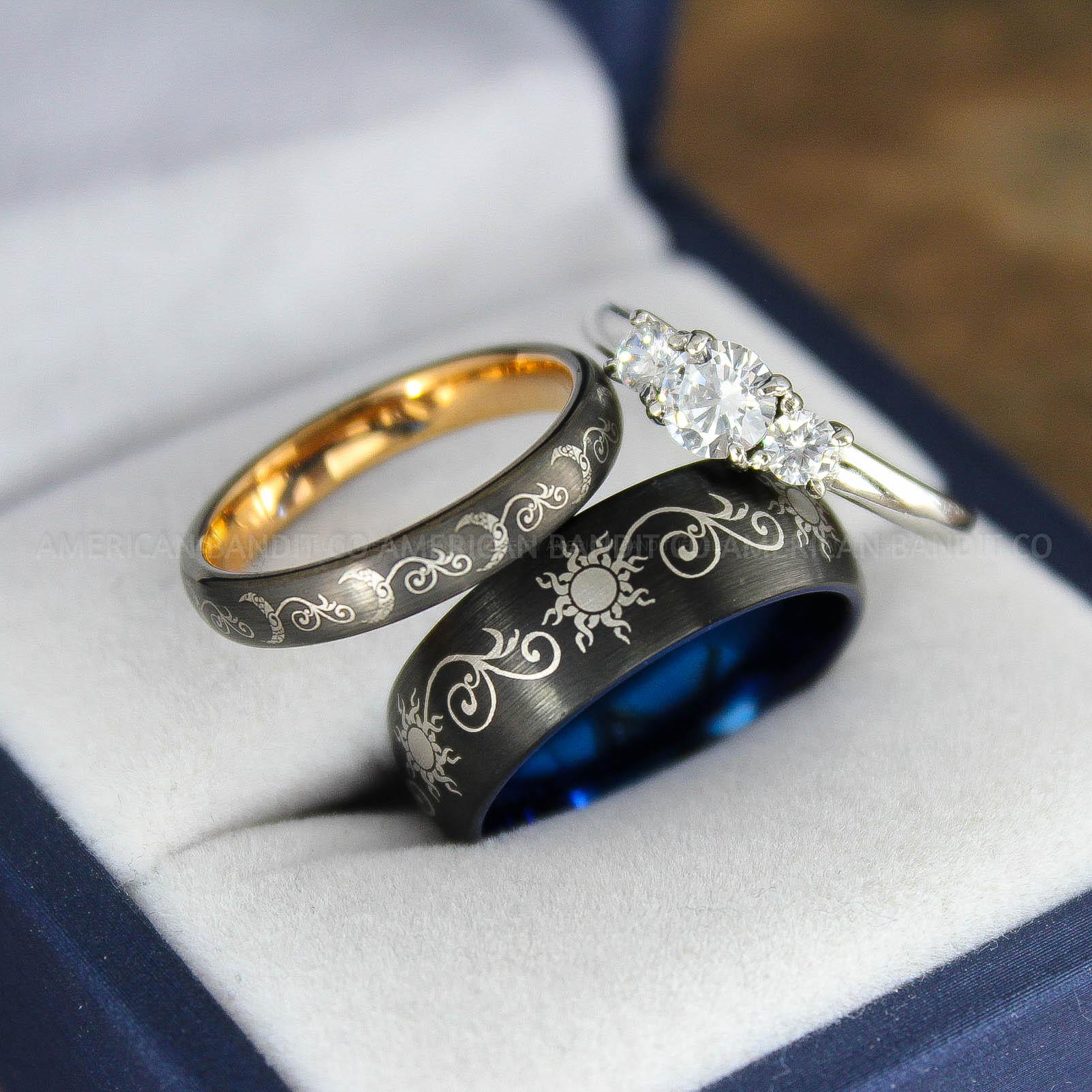 IMG_9093 Sun and Moon Rings, Sun and Moon Wedding Rings, Sun and Moon Wedding Bands, Sun and Moon Jewelry, Couple Rings, Matching Couple Rings - Image 1