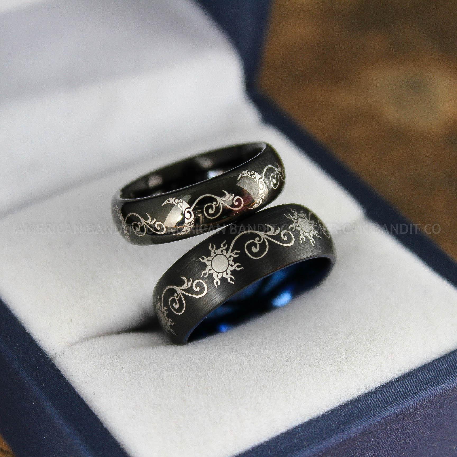 IMG_9095 Sun and Moon Rings, Sun and Moon Wedding Rings, Sun and Moon Wedding Bands, Sun and Moon Jewelry, Couple Rings, Matching Couple Rings - Image 1